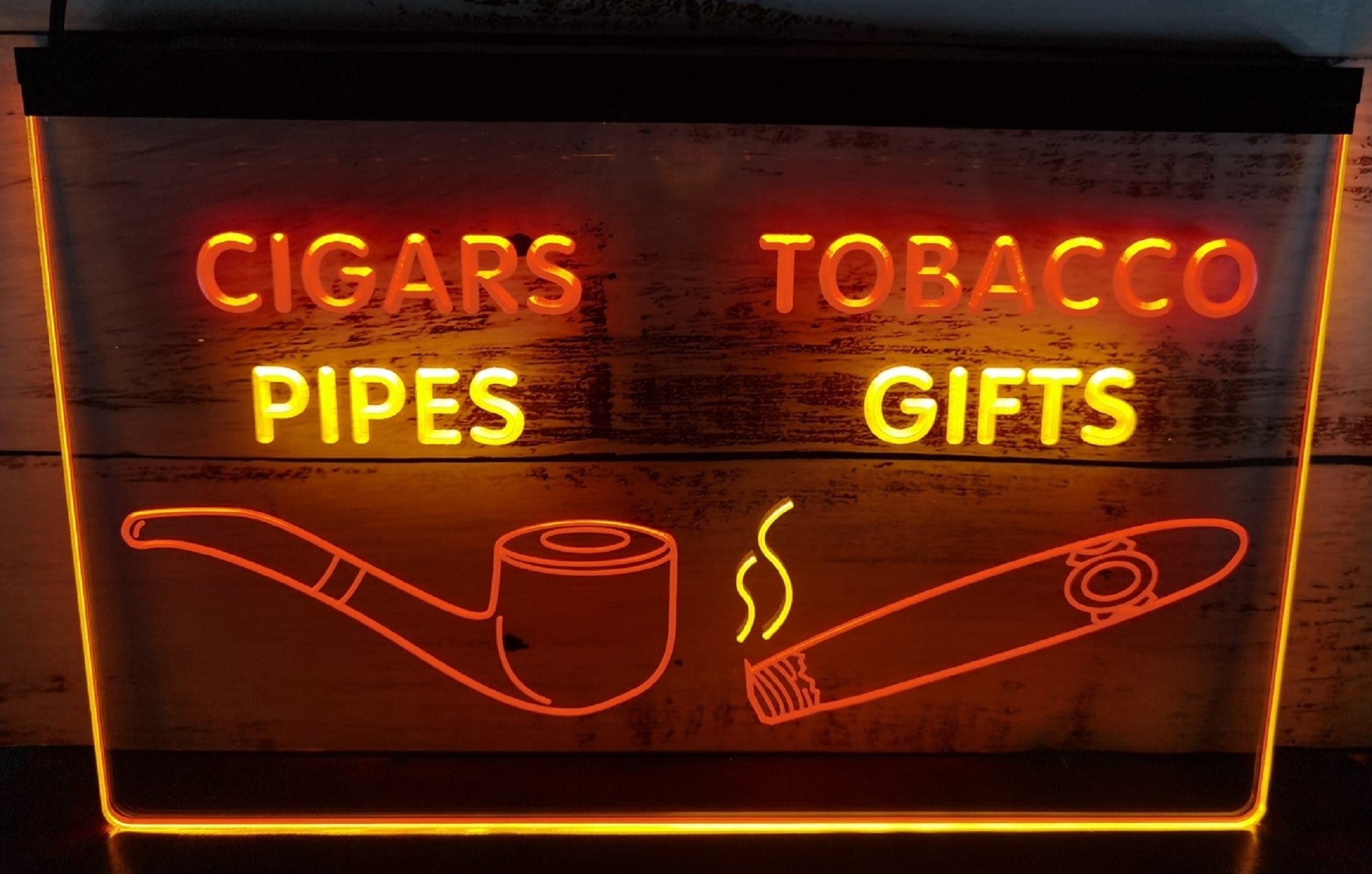 Cigars Tobacco Pipes Led Neon Sign Dual Color Cigar Smoke Shop Decor