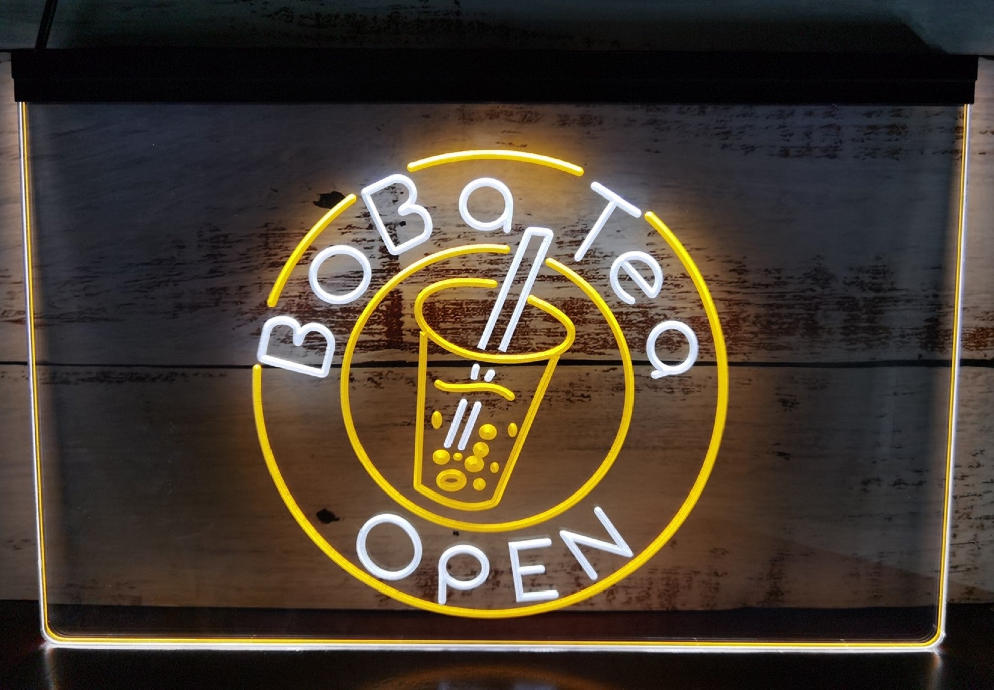 Boba Tea Open Led Neon Sign Dual Color Bubble Tea Shop Coffee Shop Decor