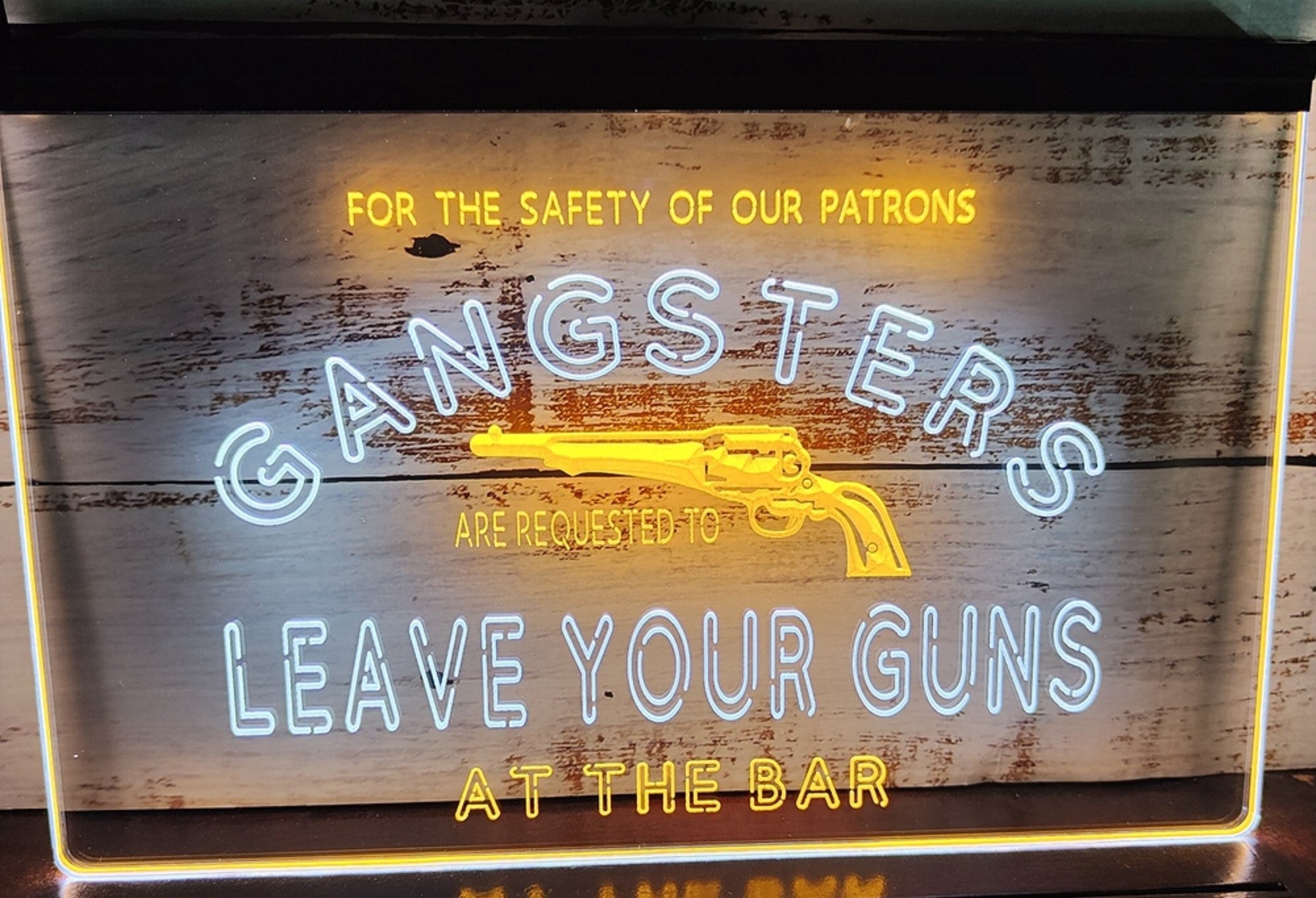 Cowboys Leave Your Guns Led Neon Sign Dual Color Wall Hanging Or Desktop Decor