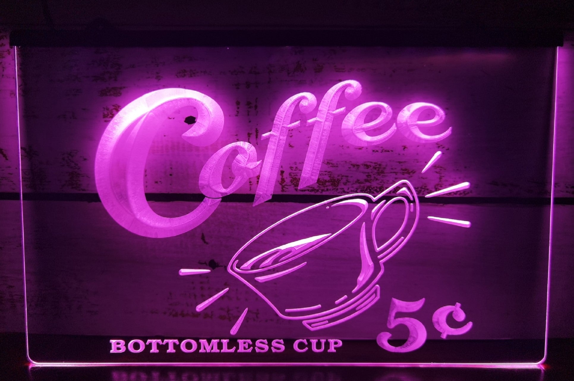 Coffee 5 Cents Bottomless Cup Led Neon Sign Vintage Sign Coffee Shop Decor