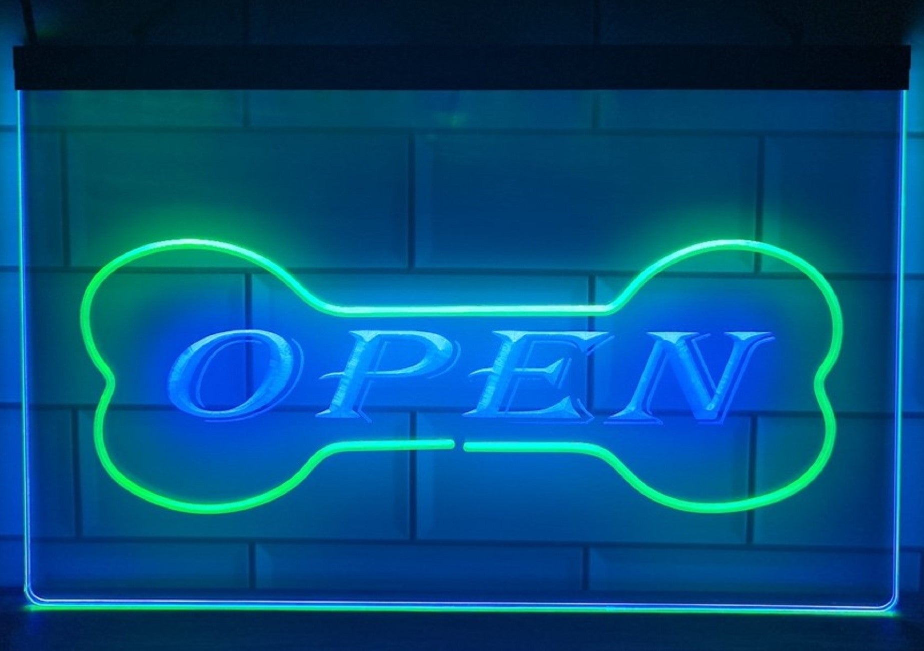 Pet Shop Open Led Neon Sign Dual Color Dog Grooming Pet Shop Decor