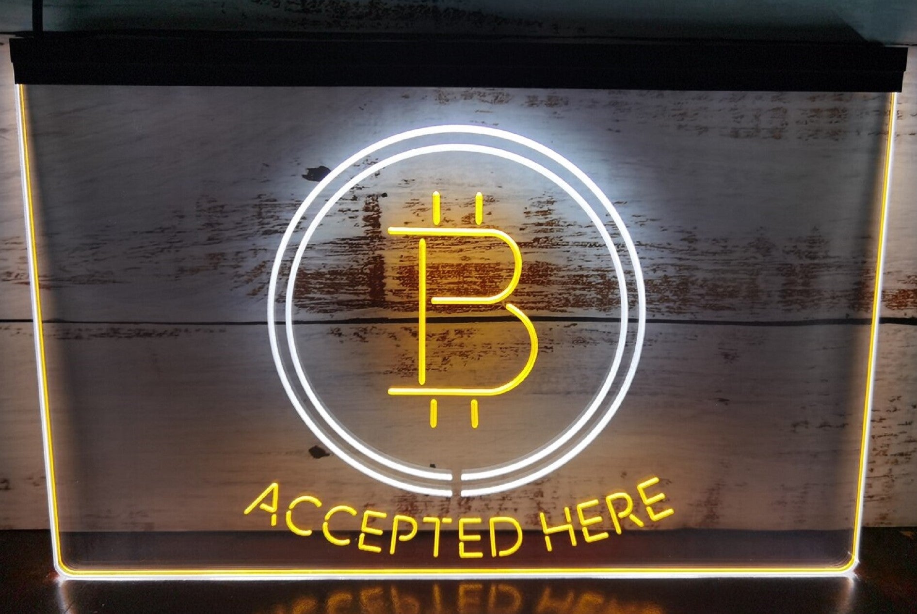 Bitcoin Accepted Here Led Neon Sign Dual Color Store Office Wall Hanging Desktop Decor