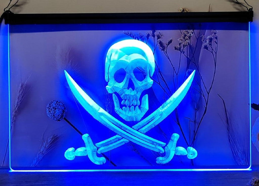 Pirates Skull Led Neon Sign Home Man Cave Game Room Decor