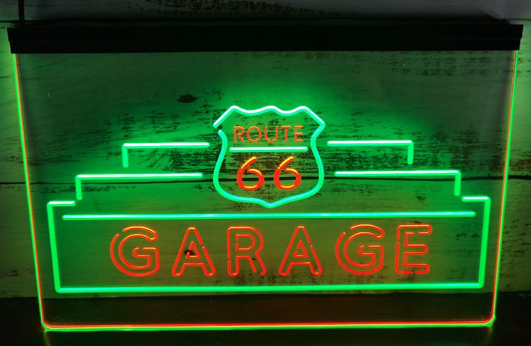 Route 66 Garage Led Neon Sign Dual Color Wall Hanging Desktop Decor