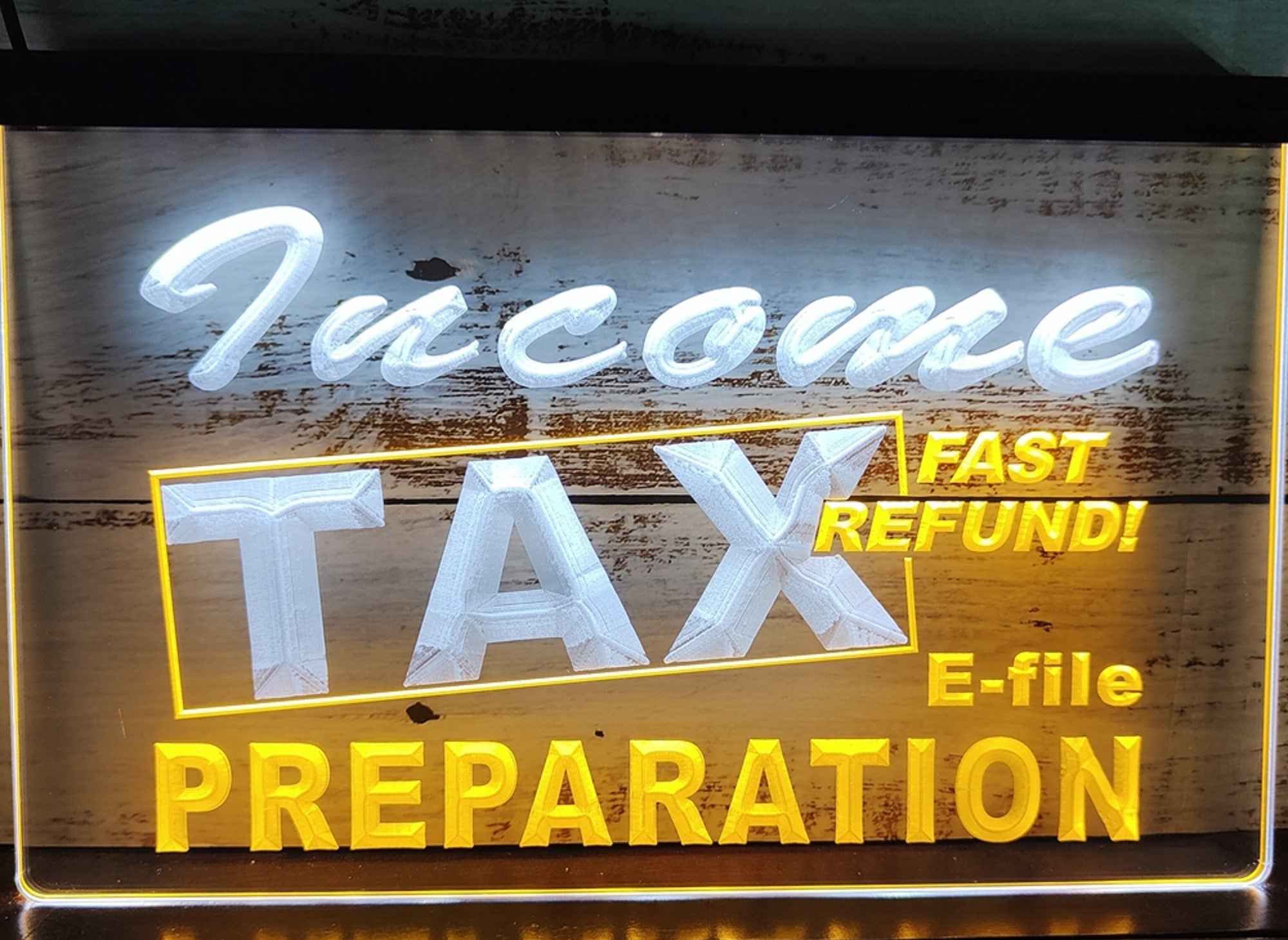 Income Tax Preparation Led Neon Sign Dual Color Accountant Income Tax Service Office Decor