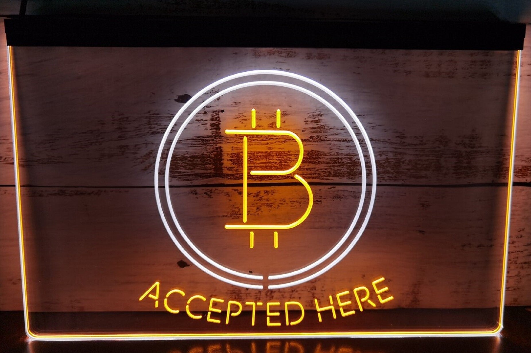 Bitcoin Accepted Here Led Neon Sign Dual Color Store Office Wall Hanging Desktop Decor