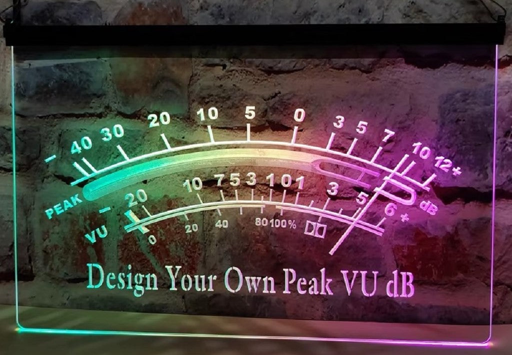 Custom Design Your Own VU dB Light Sign Multi Mode Home Studio Wall Hanging Desktop Decor