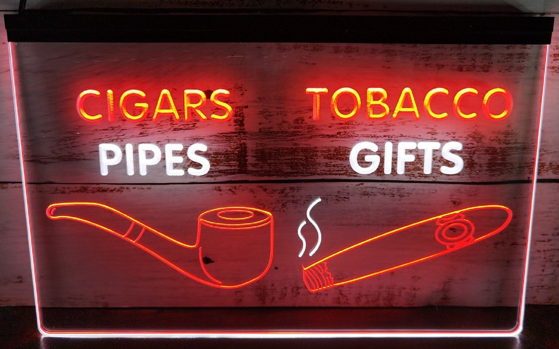 Cigars Tobacco Pipes Led Neon Sign Dual Color Cigar Smoke Shop Decor