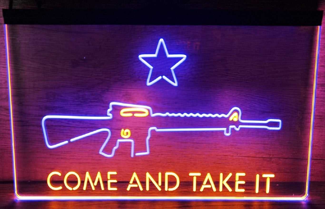 Come And Take It Led Neon Sign Dual Color Wall Hanging Or Desktop Decor