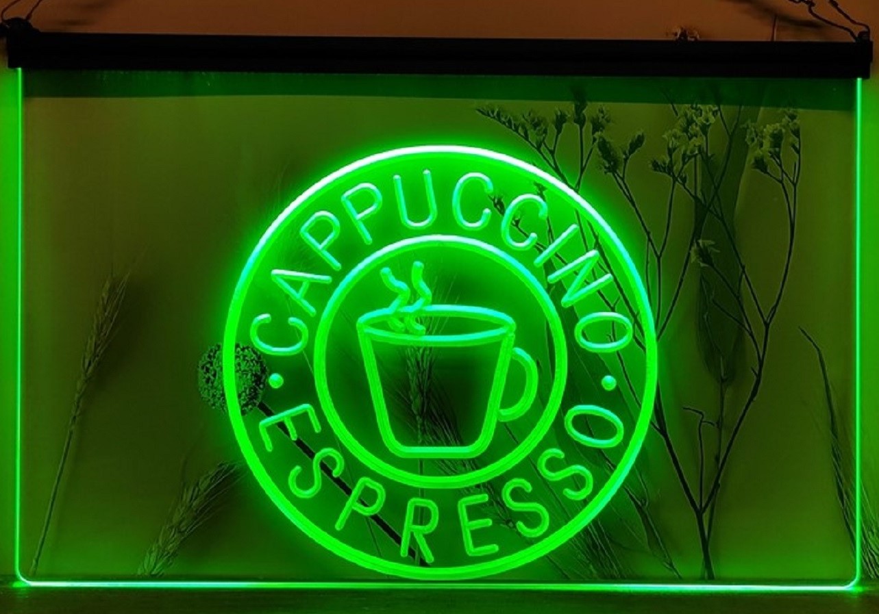 Cappuccino Espresso Led Neon Sign Coffee Shop Wall Hanging Desktop Decor