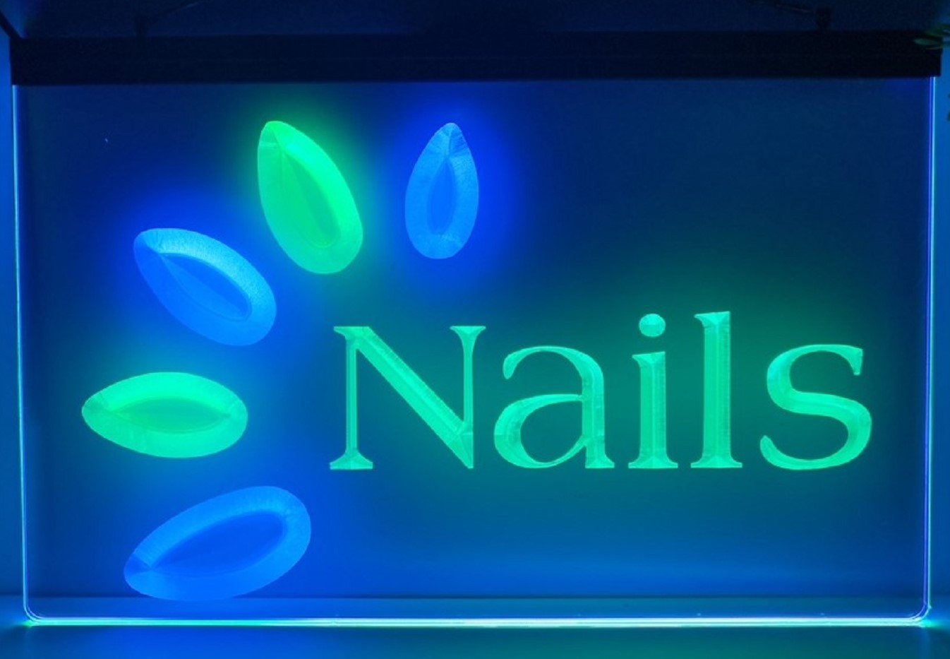 Nails Led Neon Sign Dual Color Spa Beauty Pedicure Salon Decor Wall Hanging OR Desktop