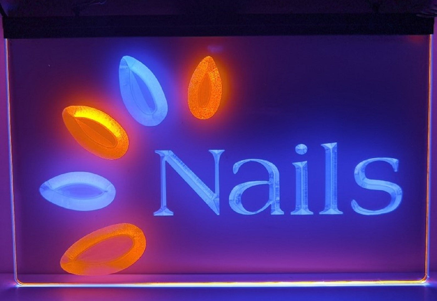 Nails Led Neon Sign Dual Color Spa Beauty Pedicure Salon Decor Wall Hanging OR Desktop