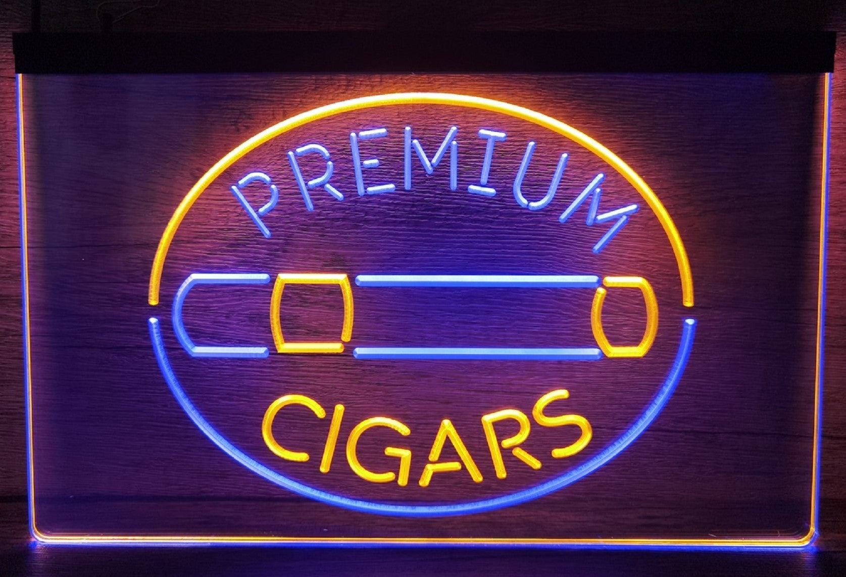 Premium Cigars Led Neon Sign Dual Color Cigar Lounge Smoke Tobacco Shop Decor
