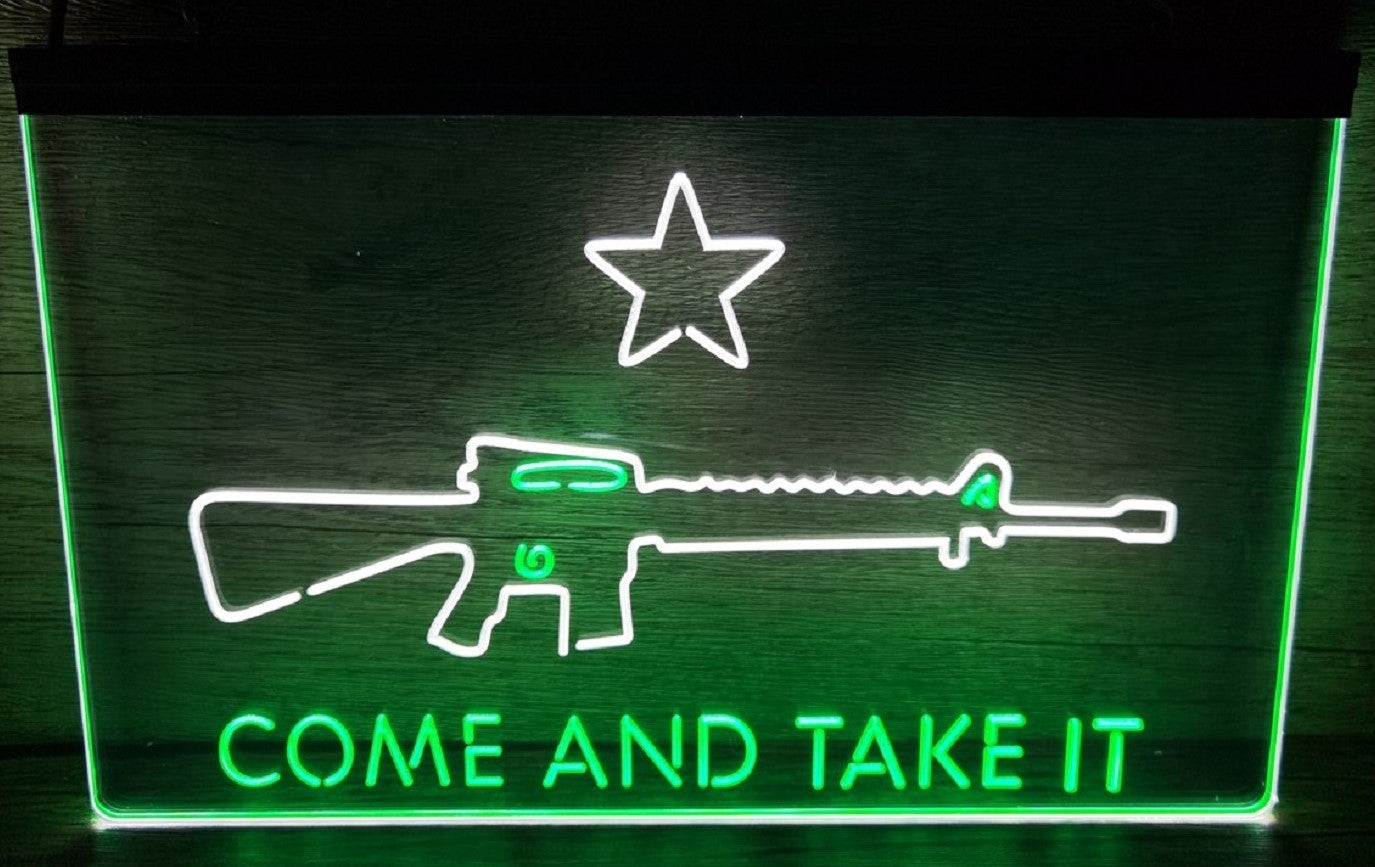 Come And Take It Led Neon Sign Dual Color Wall Hanging Or Desktop Decor