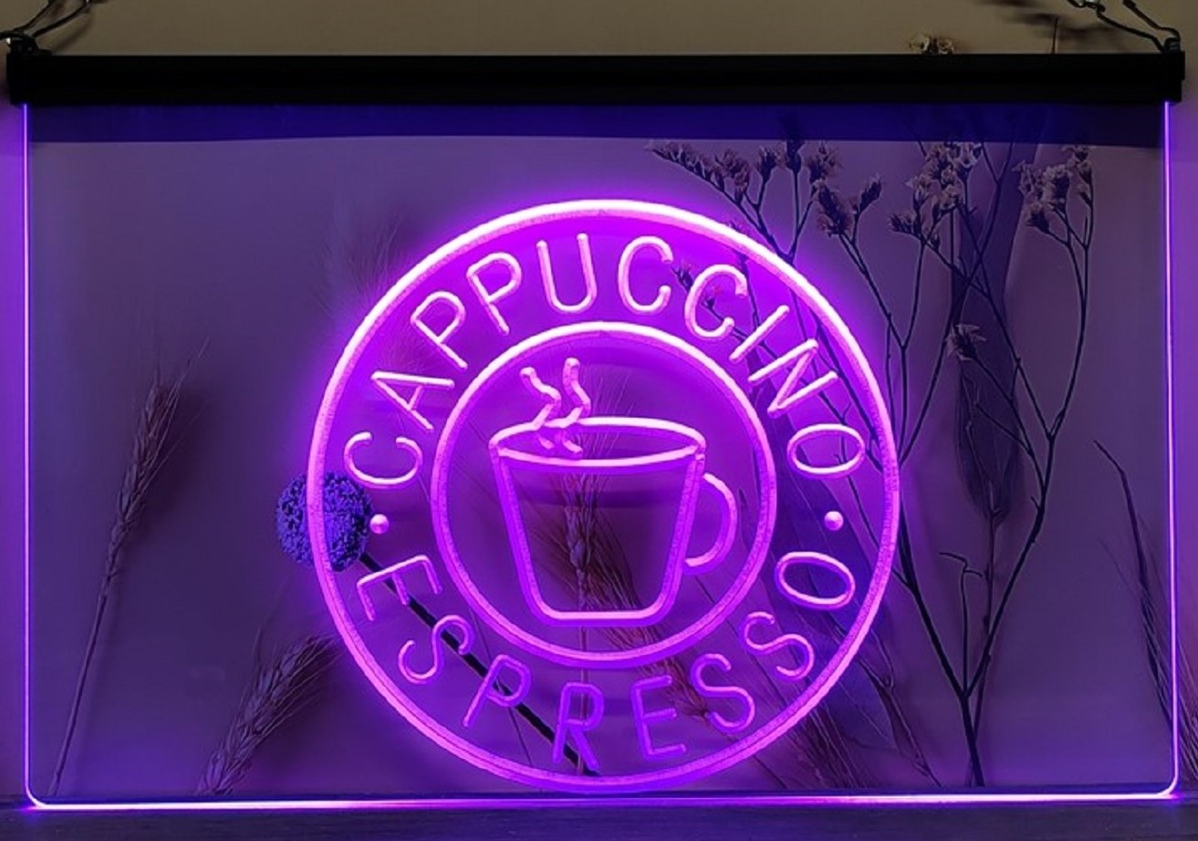Cappuccino Espresso Led Neon Sign Coffee Shop Wall Hanging Desktop Decor