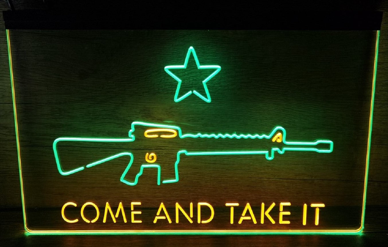 Come And Take It Led Neon Sign Dual Color Wall Hanging Or Desktop Decor
