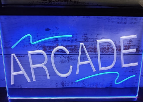 Arcade Led Neon Sign Dual Color Pinball Arcade Shop Decor Wall Or Desktop