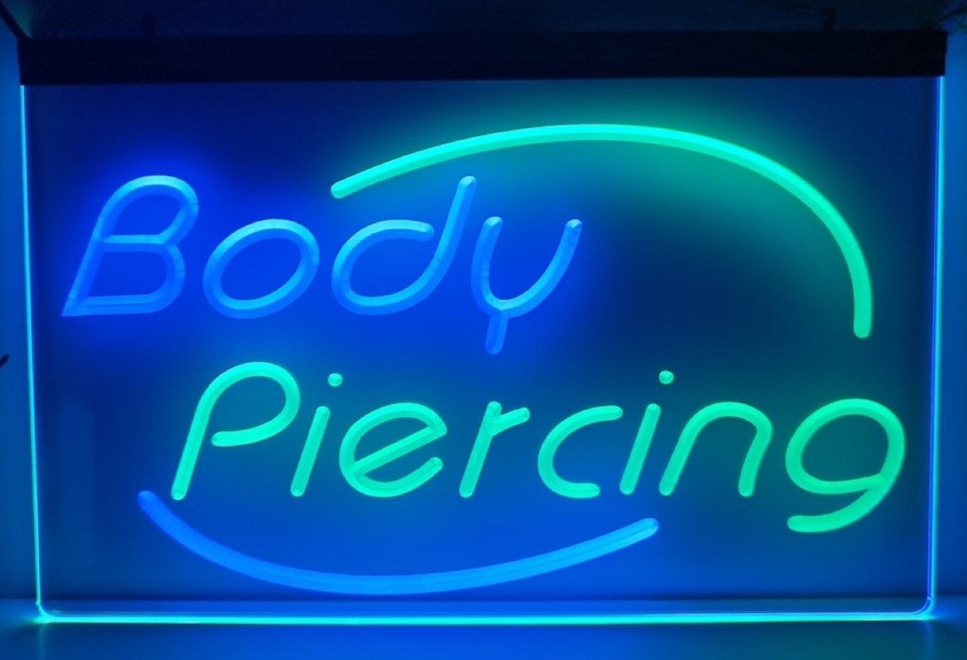 Body Piercing Led Neon Sign Dual Color Tattoo Shop Wall Or Desktop Decor