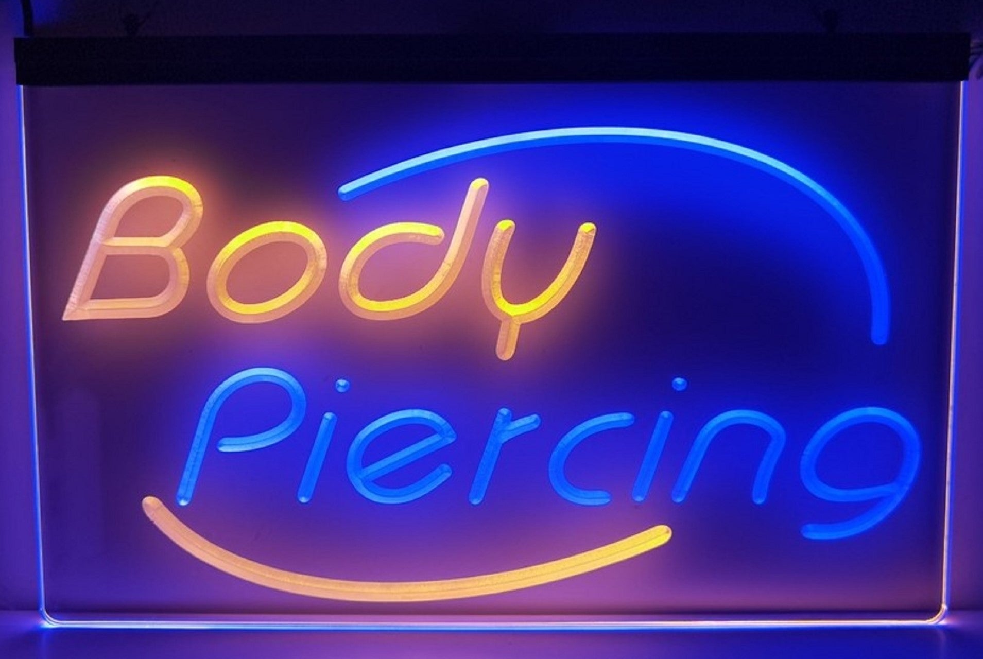 Body Piercing Led Neon Sign Dual Color Tattoo Shop Wall Or Desktop Decor
