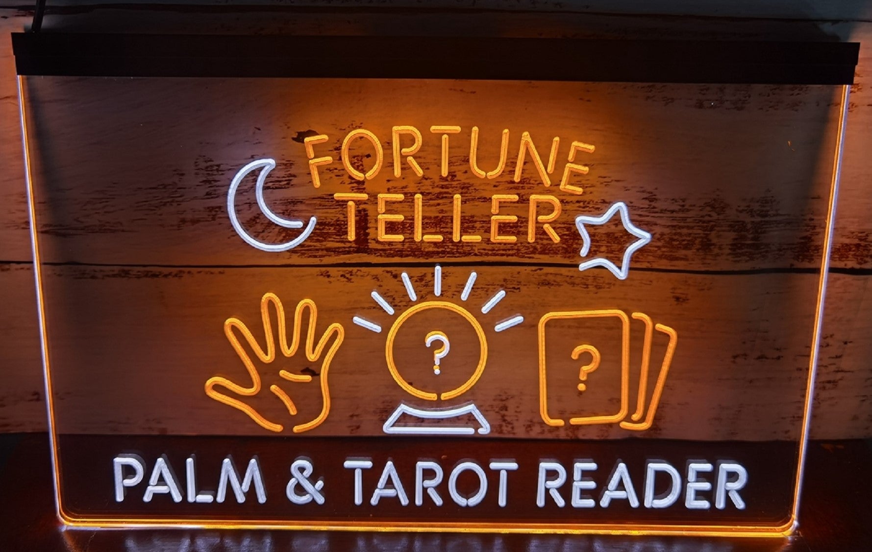 Fortune Teller Led Neon Sign Dual Color Psychic Healing Tarot Shop Decor Wall Hanging OR Desktop