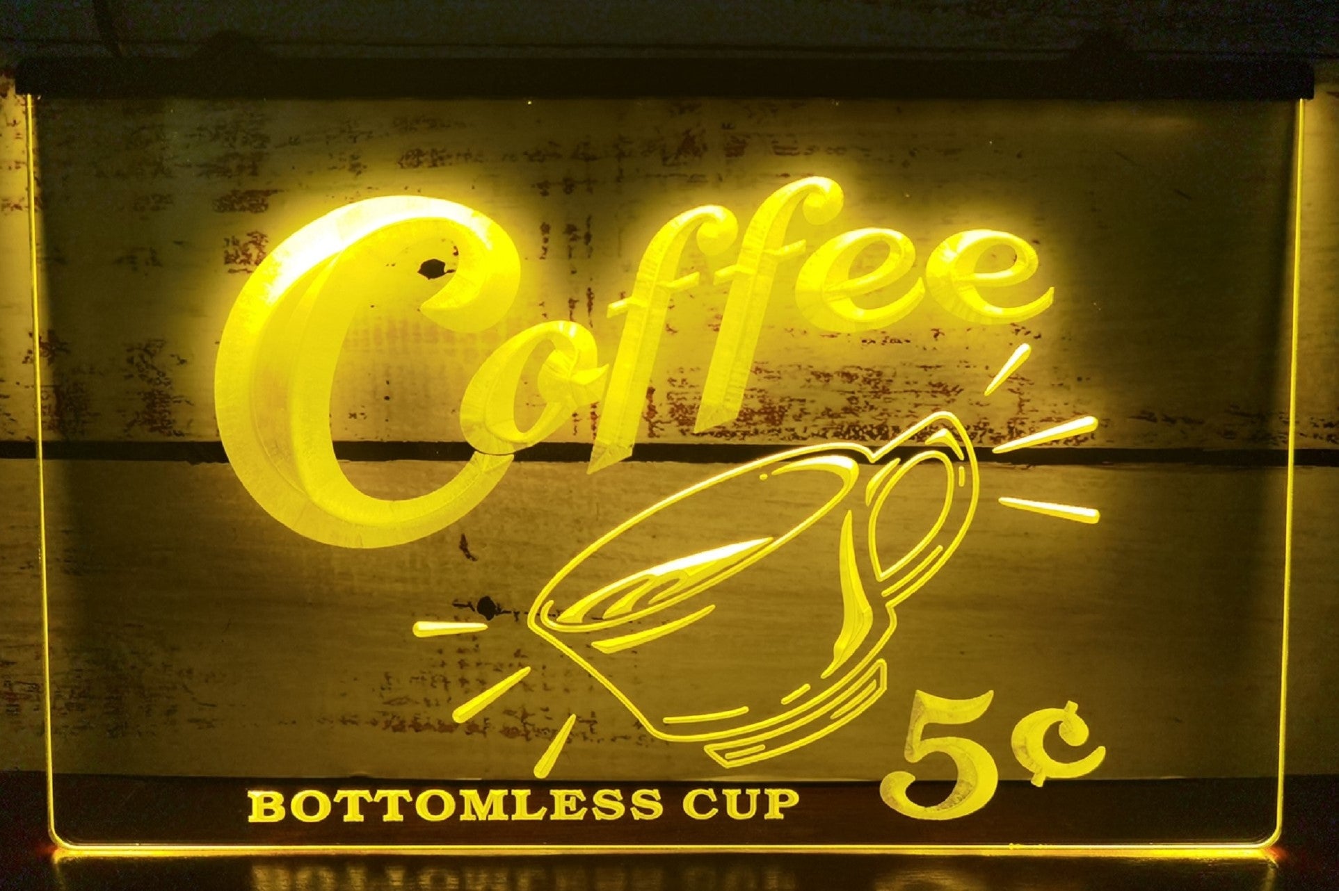 Coffee 5 Cents Bottomless Cup Led Neon Sign Vintage Sign Coffee Shop Decor