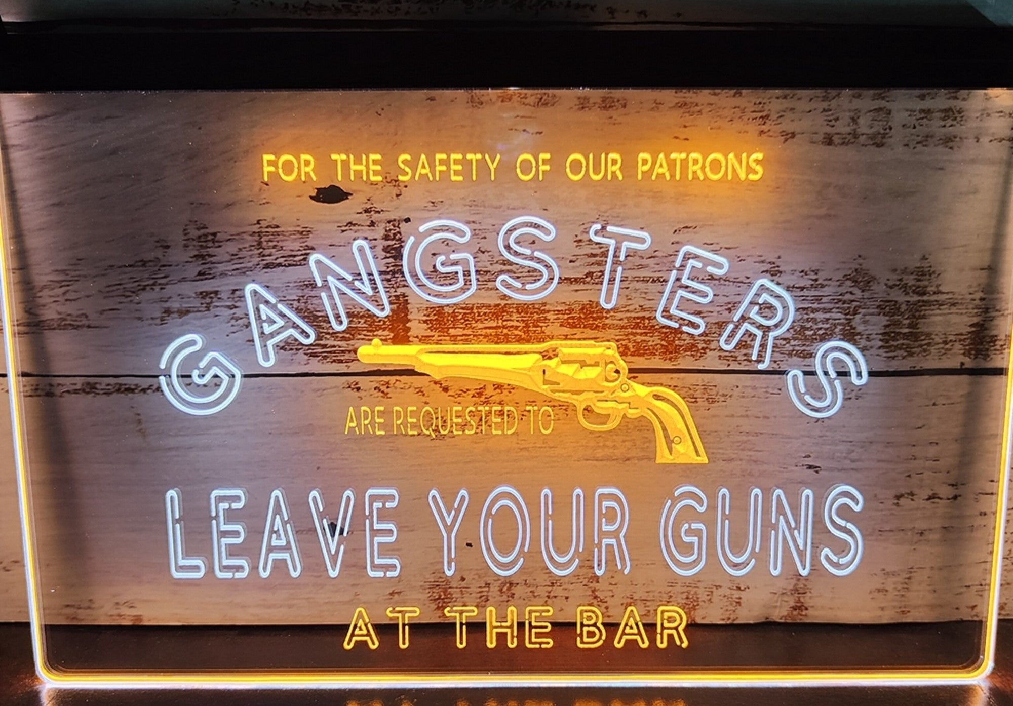 Cowboys Leave Your Guns Led Neon Sign Dual Color Wall Hanging Or Desktop Decor