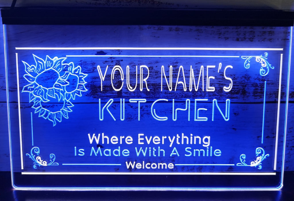 Custom Your Name Kitchen Led Neon Sign Dual Color Home Kitchen Food Cart Restaurant Decor