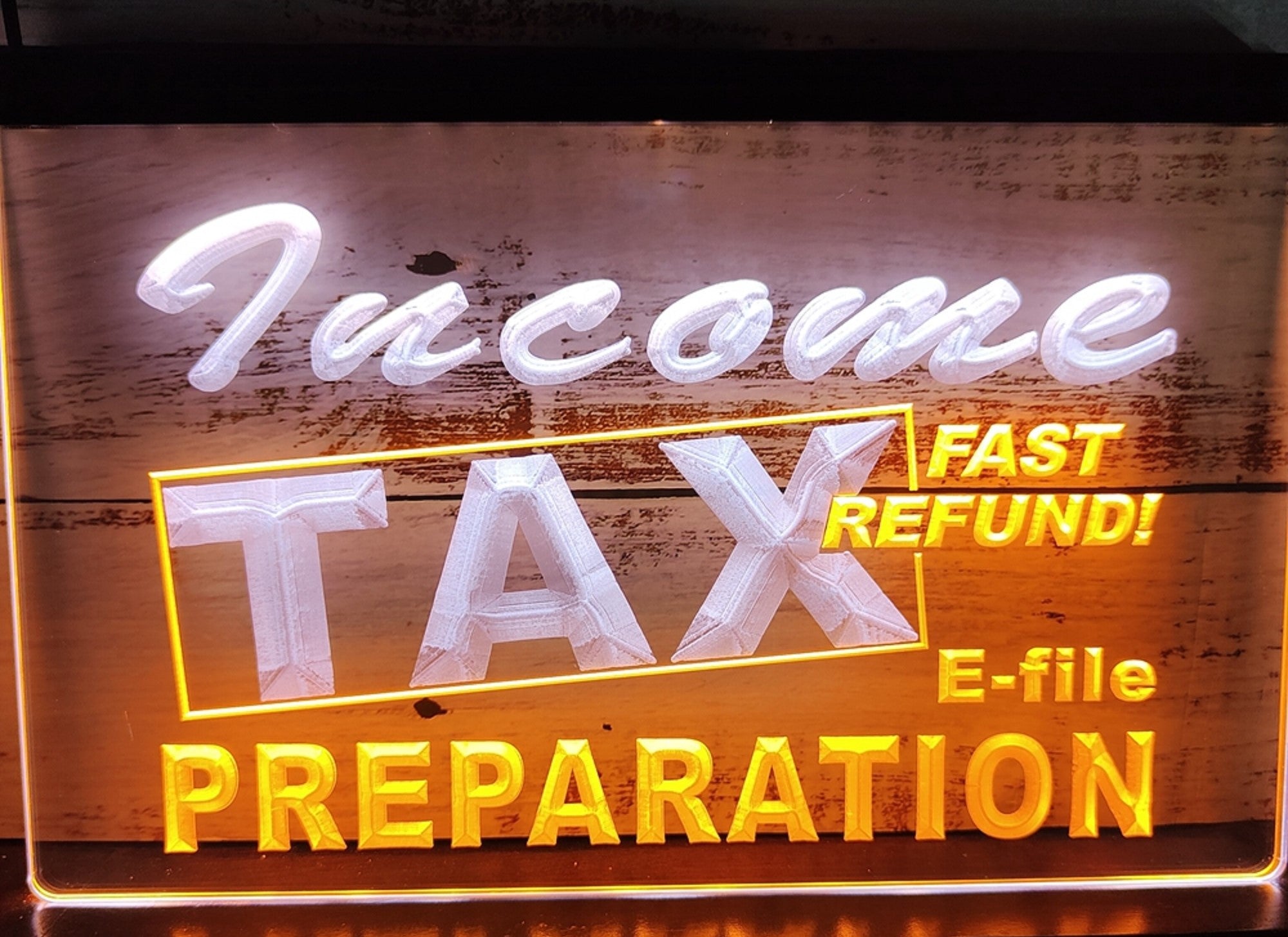 Income Tax Preparation Led Neon Sign Dual Color Accountant Income Tax Service Office Decor