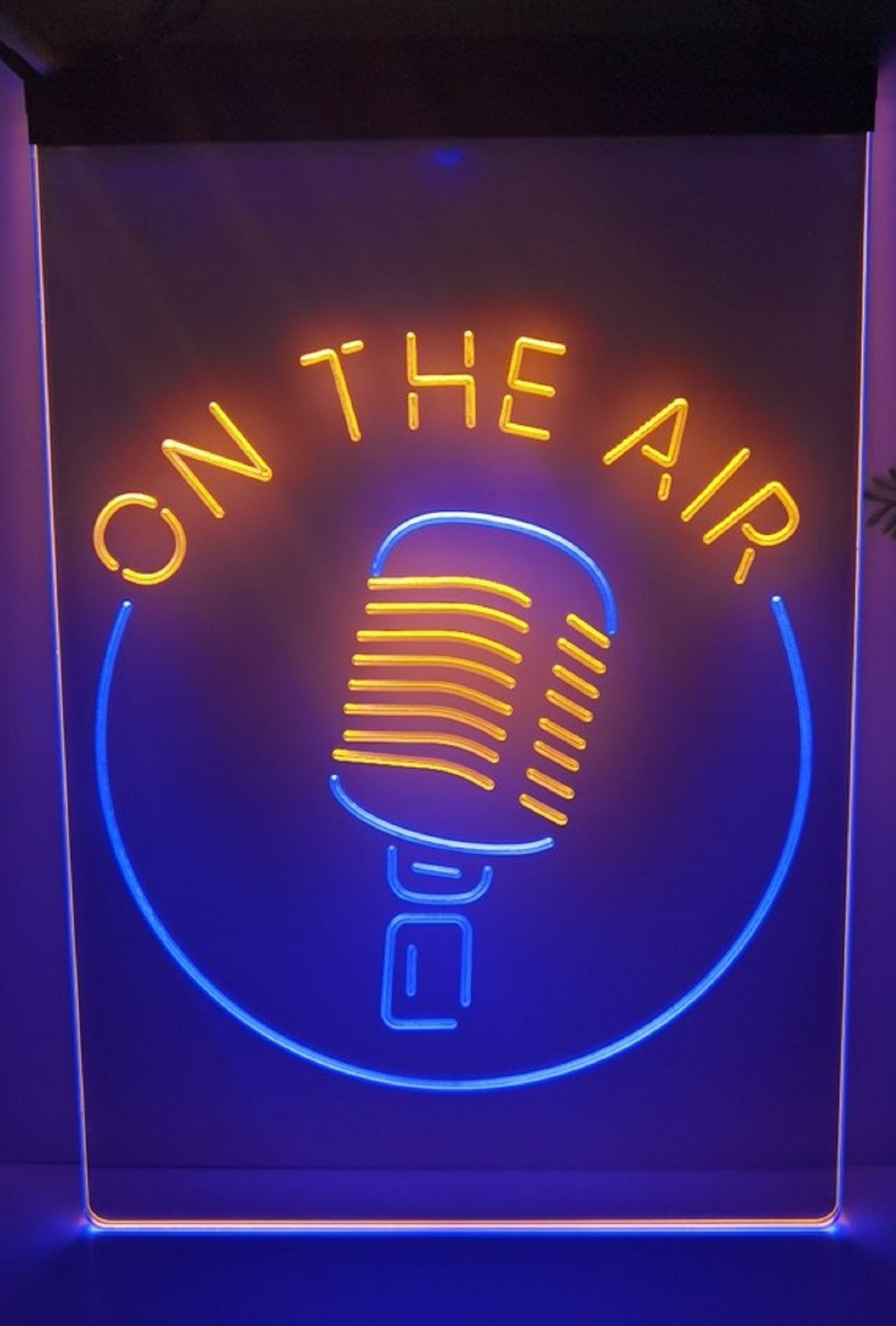 On The Air Mic Led Neon Sign Dual Color Home Studio Room Audio Radio Studio Decor