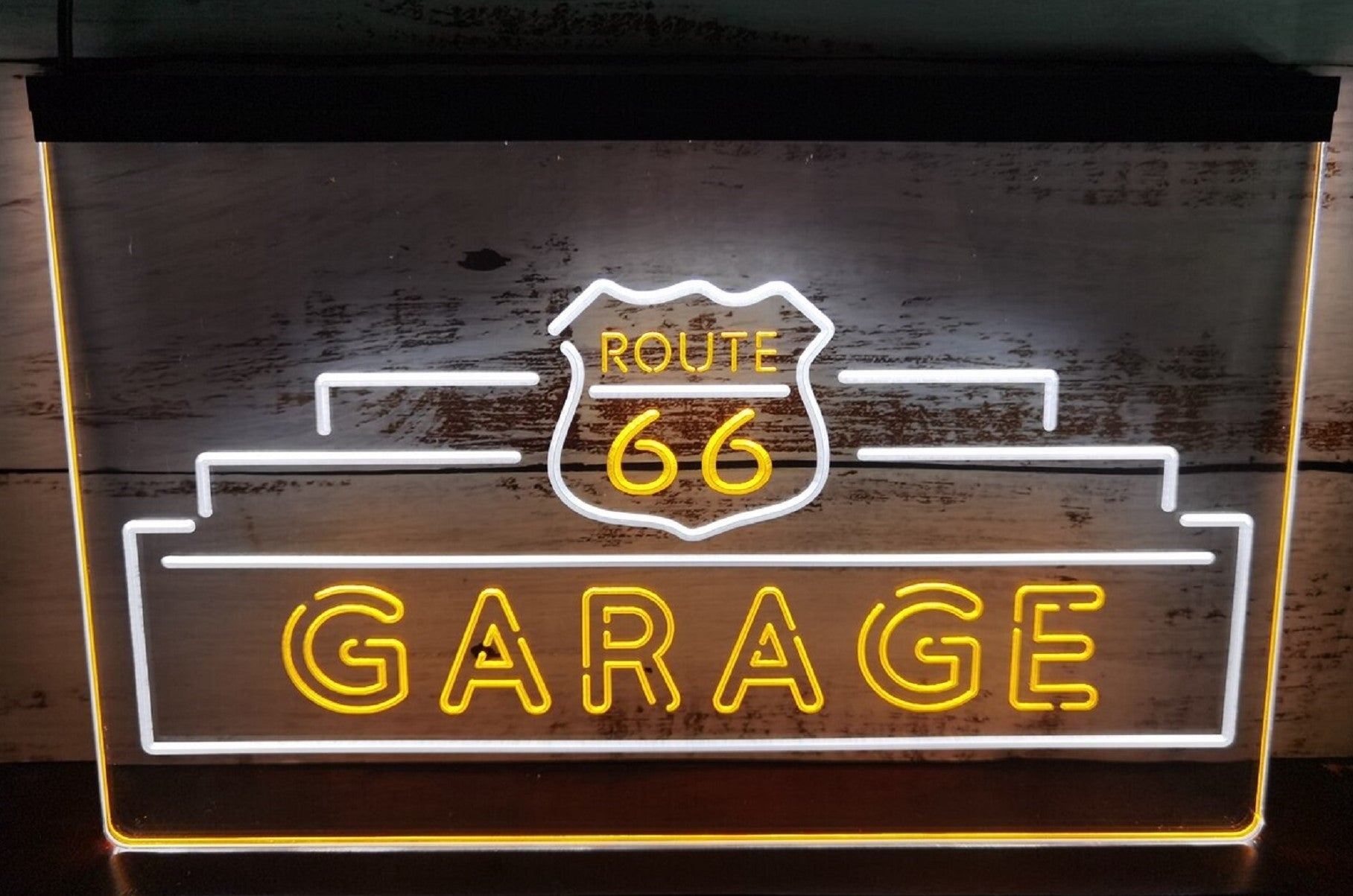 Route 66 Garage Led Neon Sign Dual Color Wall Hanging Desktop Decor