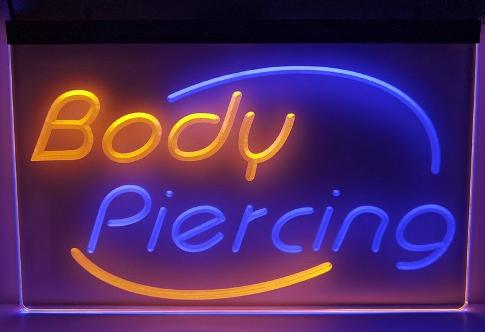 Body Piercing Led Neon Sign Dual Color Tattoo Shop Wall Or Desktop Decor