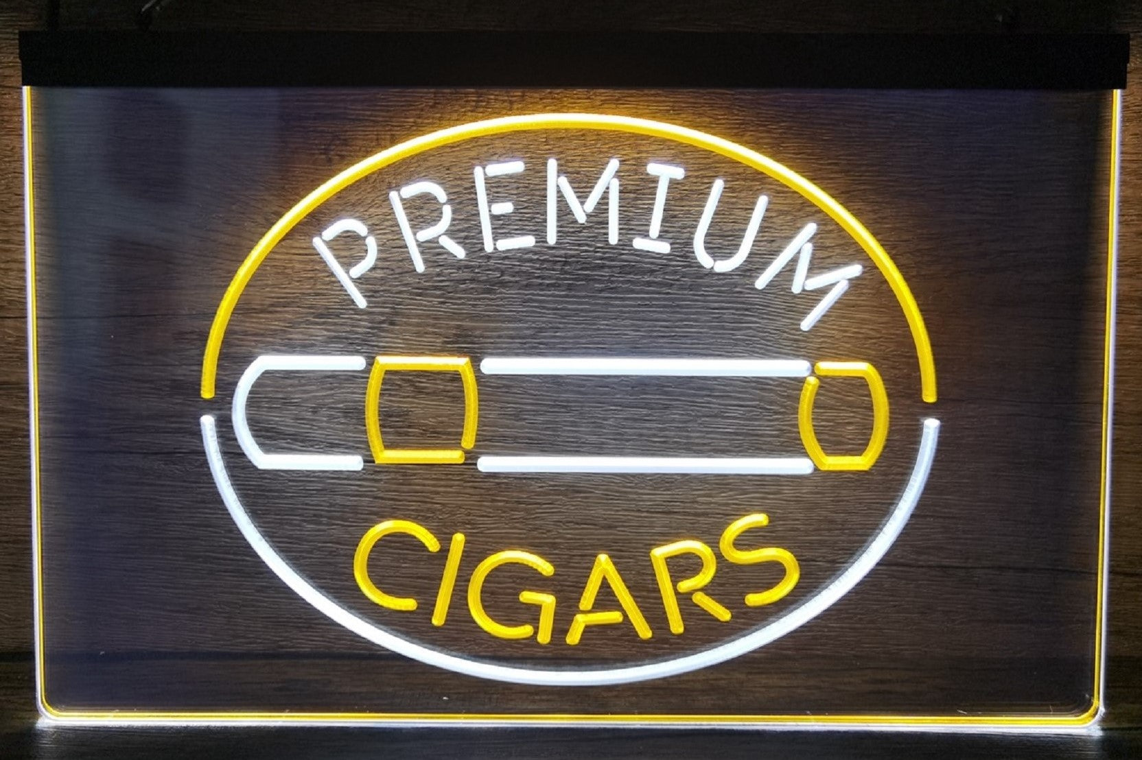 Premium Cigars Led Neon Sign Dual Color Cigar Lounge Smoke Tobacco Shop Decor