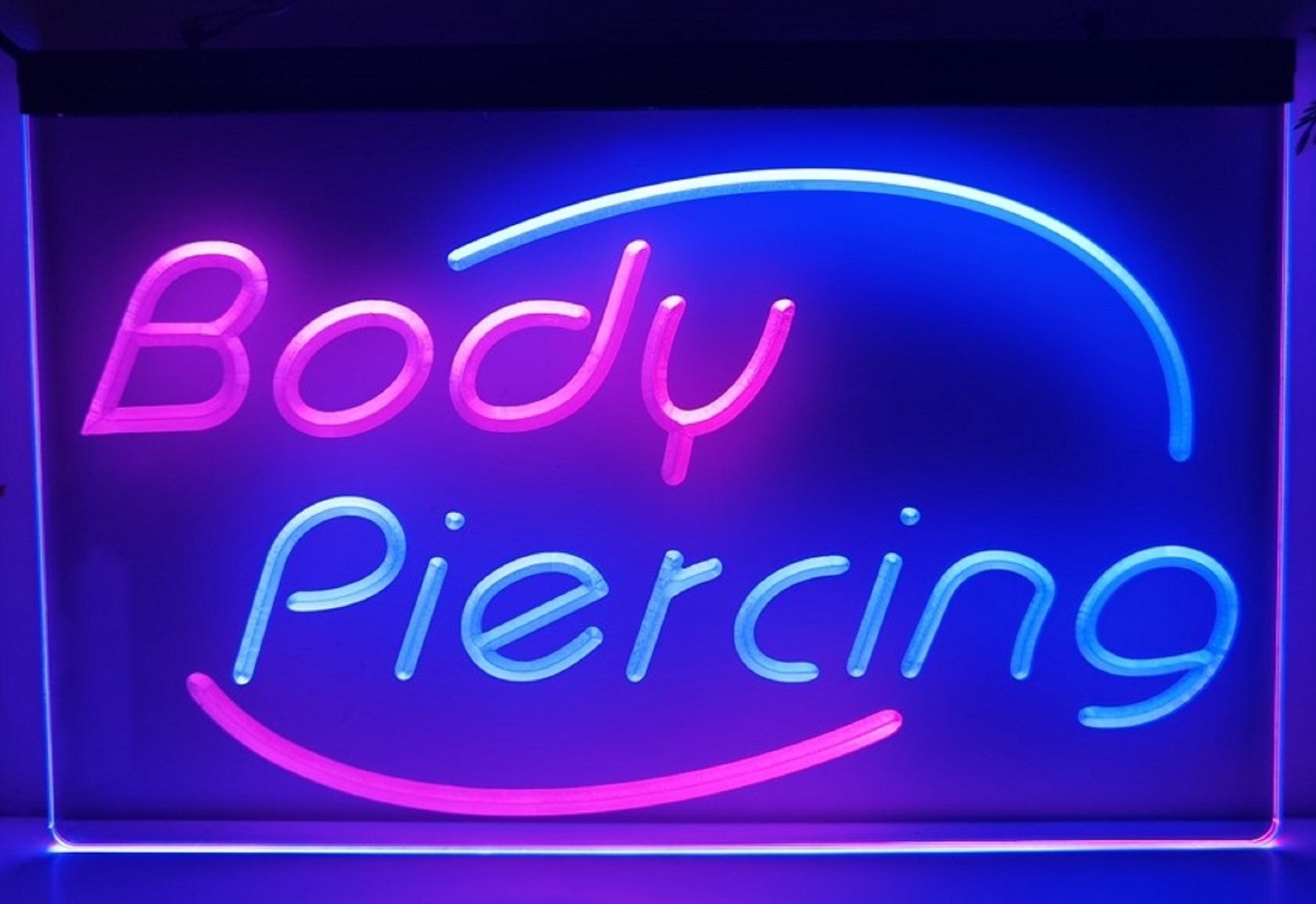 Body Piercing Led Neon Sign Dual Color Tattoo Shop Wall Or Desktop Decor