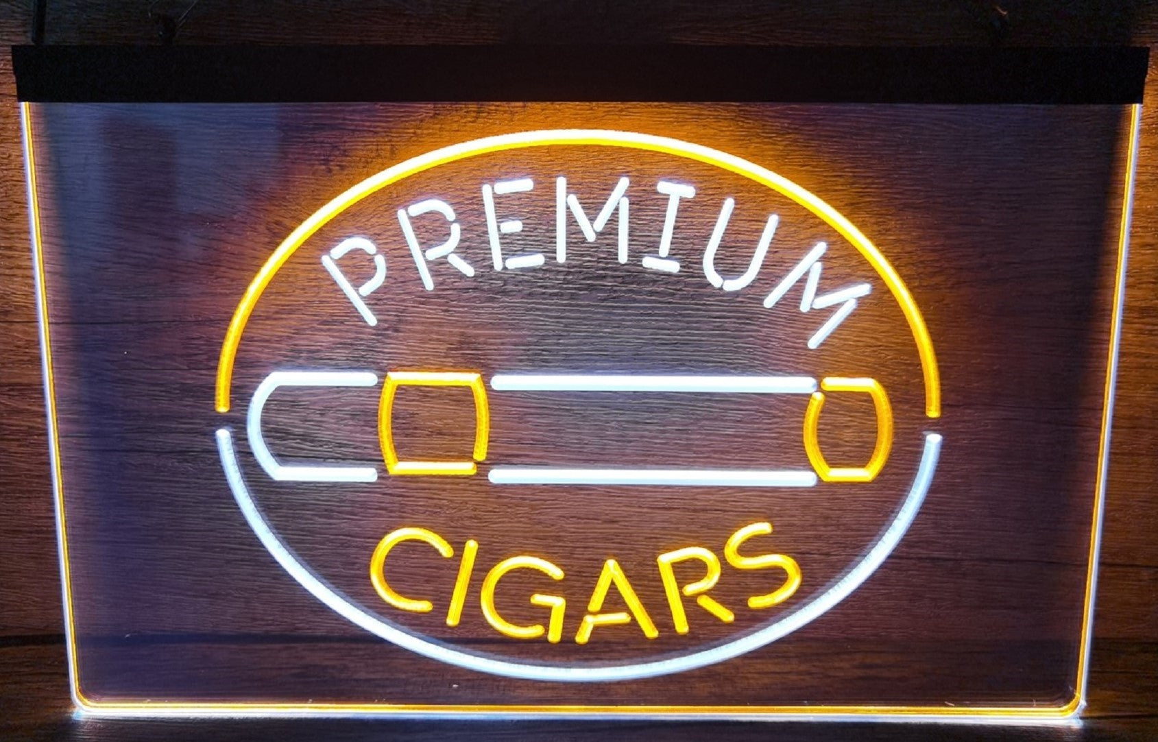 Premium Cigars Led Neon Sign Dual Color Cigar Lounge Smoke Tobacco Shop Decor