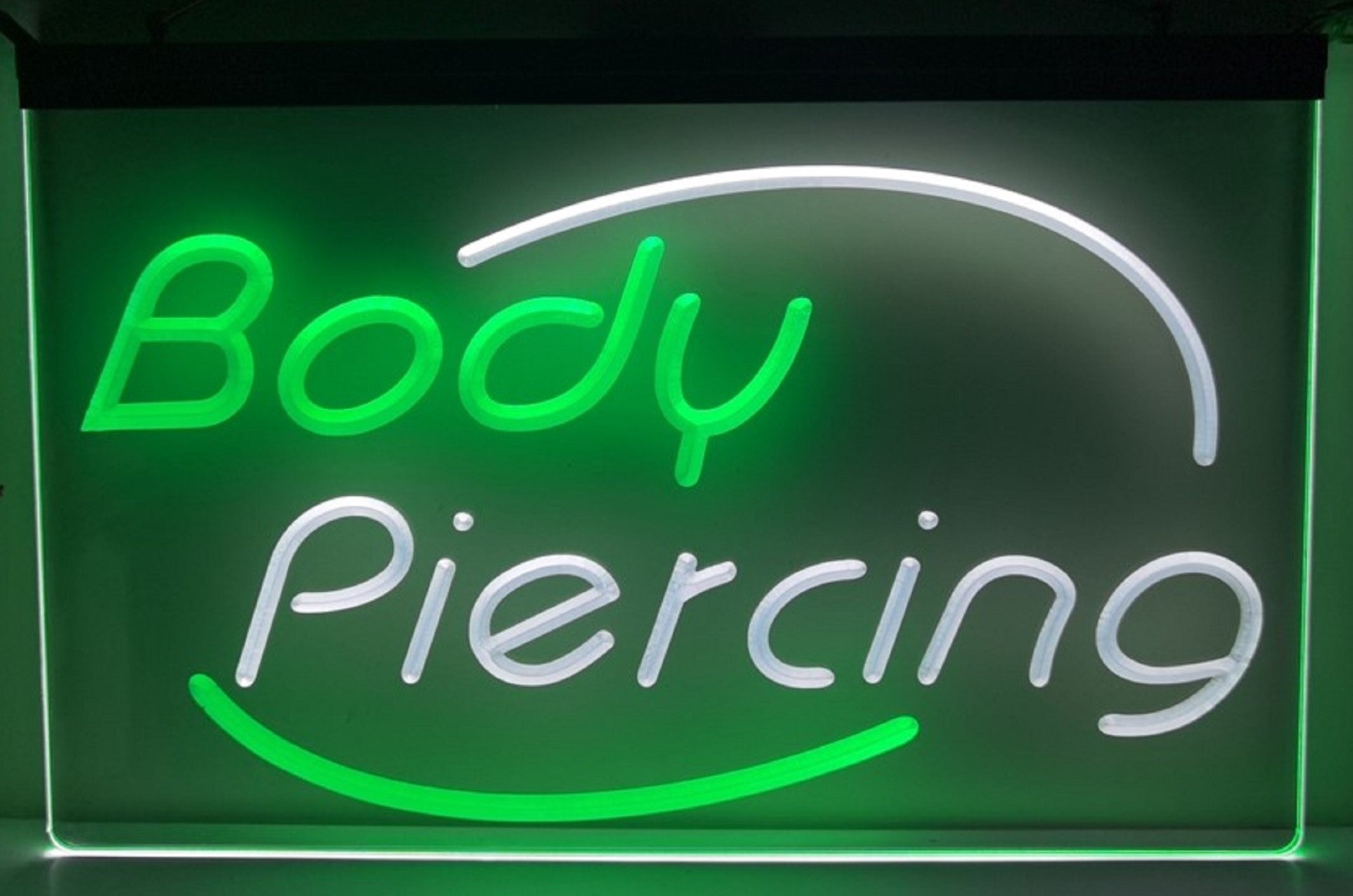 Body Piercing Led Neon Sign Dual Color Tattoo Shop Wall Or Desktop Decor