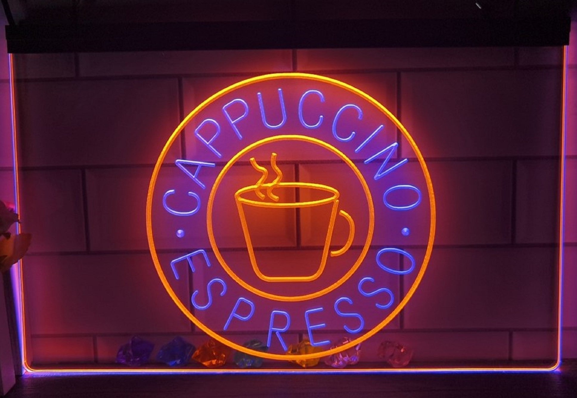 Cappuccino Espresso Led Neon Sign Dual Color Coffee Shop Wall Hanging OR Desktop Decor