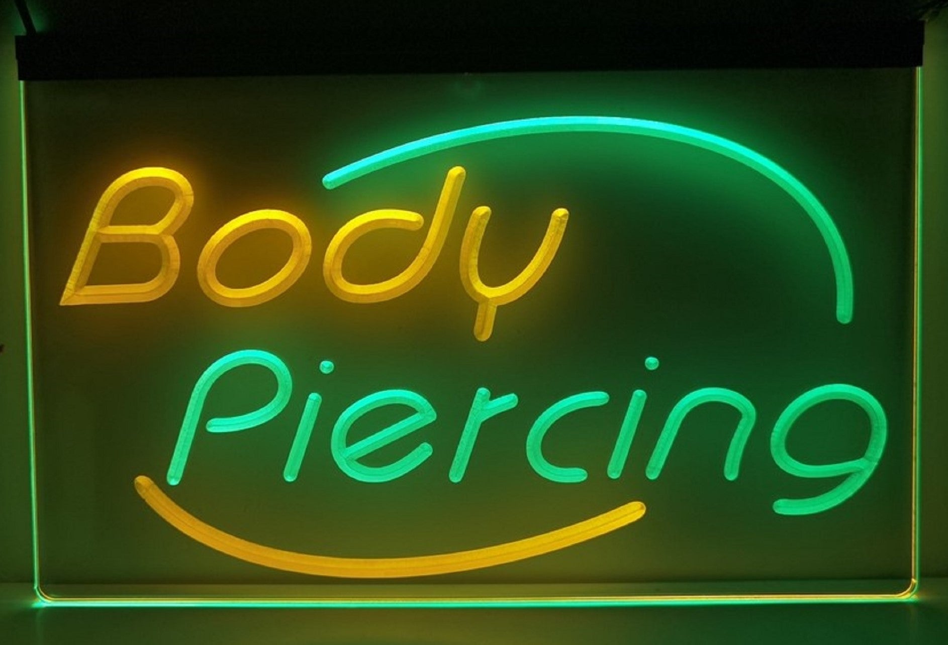 Body Piercing Led Neon Sign Dual Color Tattoo Shop Wall Or Desktop Decor
