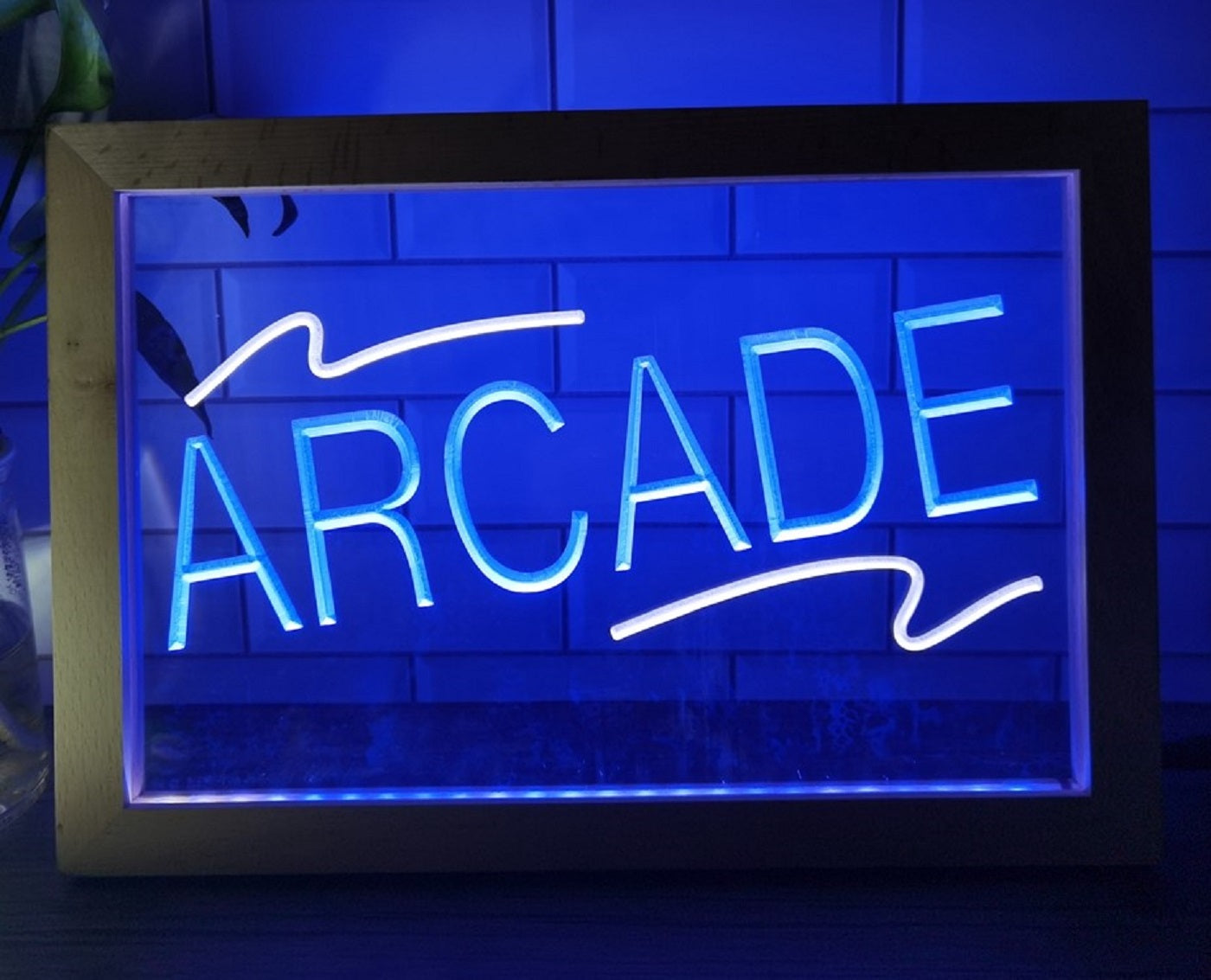Arcade Led Neon Sign Framed Pinball Arcade Shop Decor Wall Or Desktop