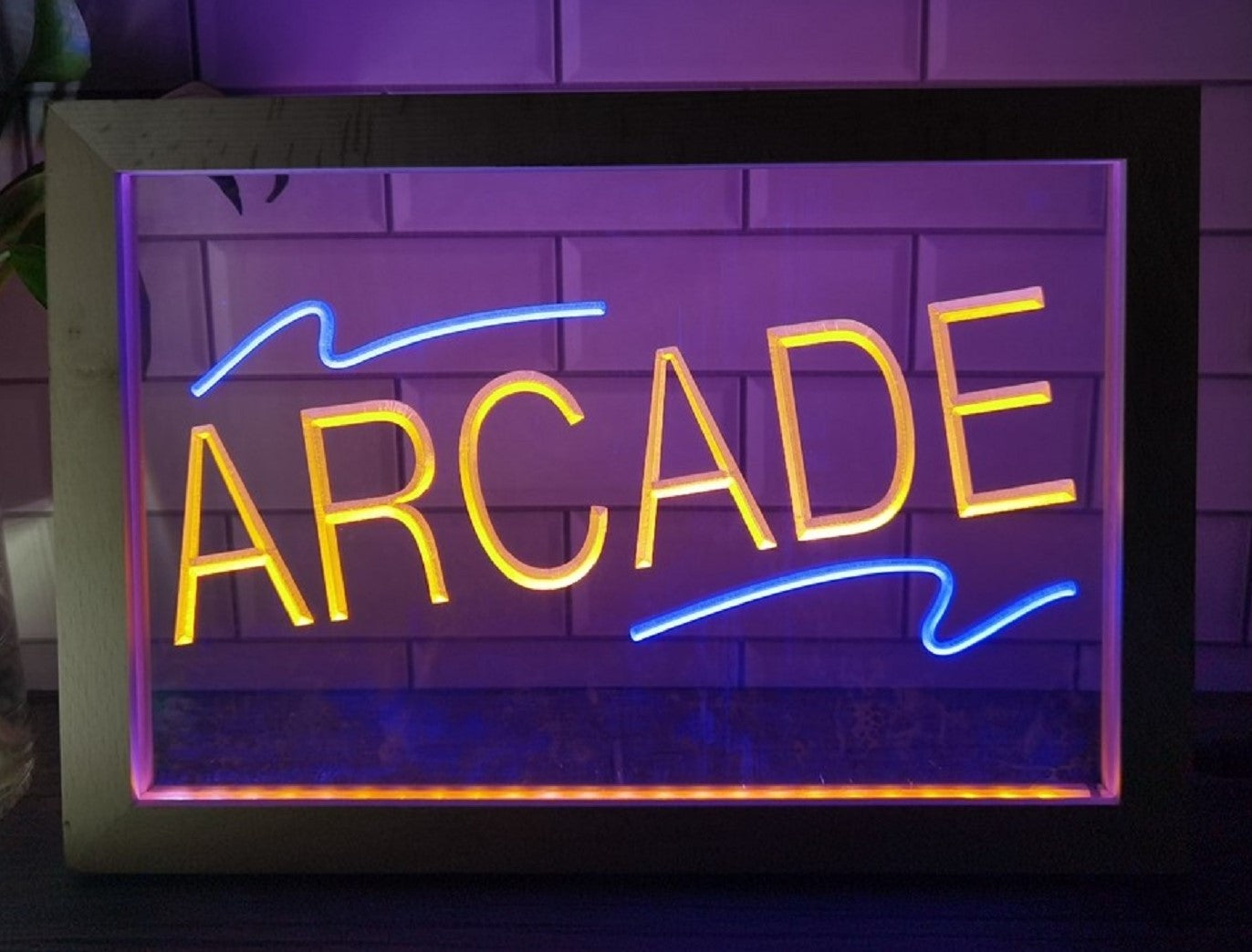 Arcade Led Neon Sign Framed Pinball Arcade Shop Decor Wall Or Desktop