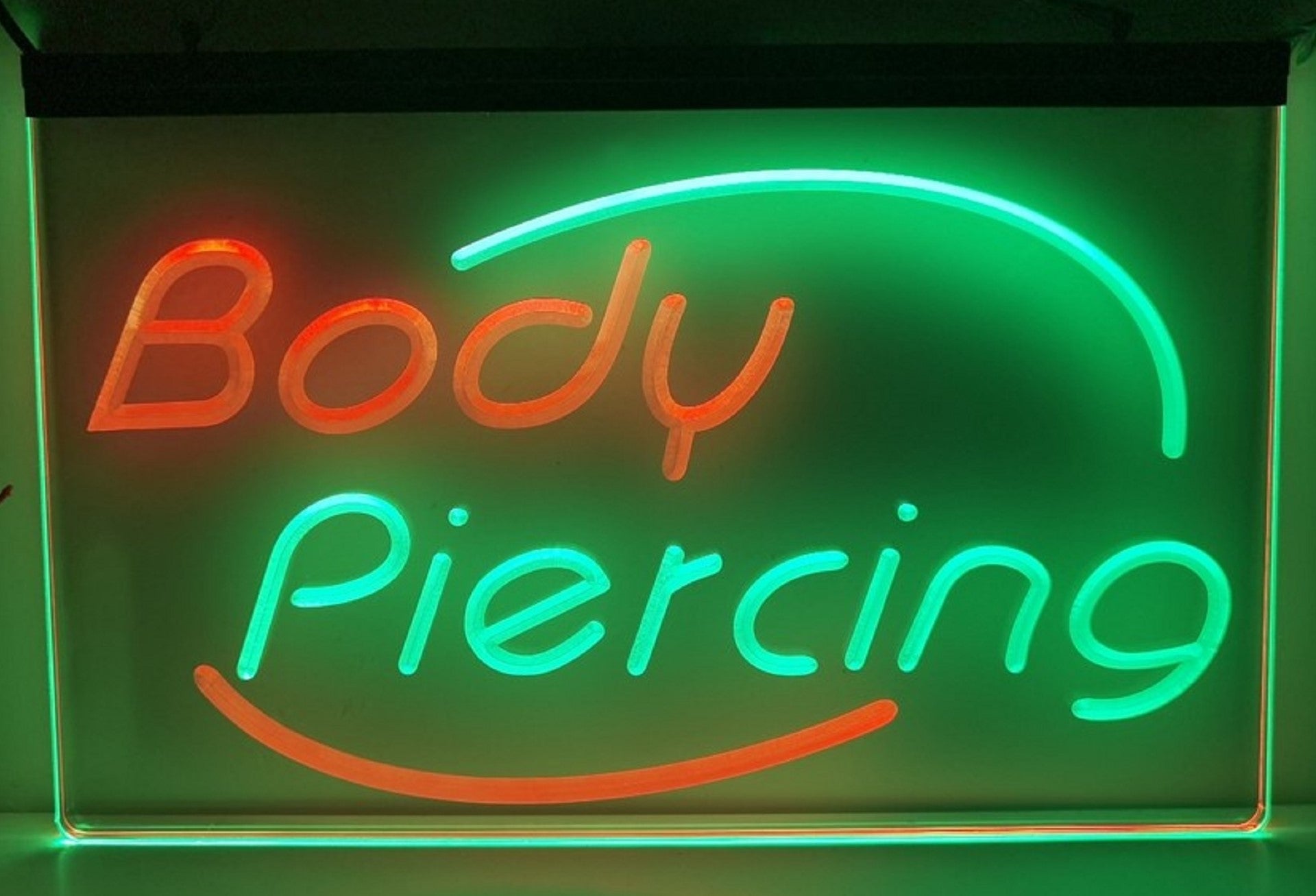 Body Piercing Led Neon Sign Dual Color Tattoo Shop Wall Or Desktop Decor
