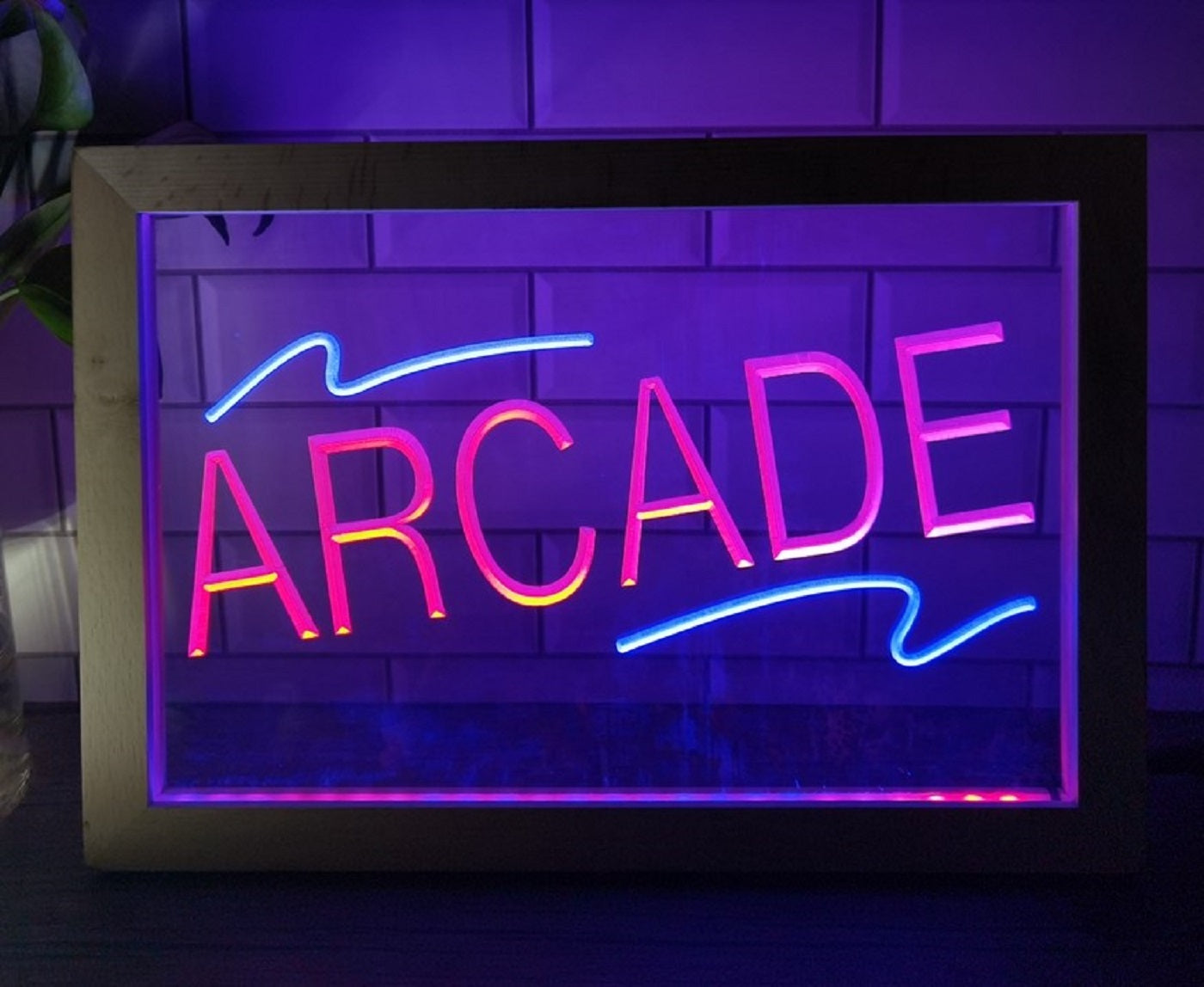 Arcade Led Neon Sign Framed Pinball Arcade Shop Decor Wall Or Desktop