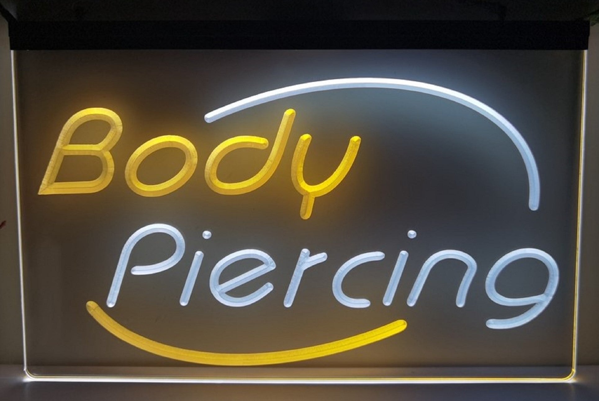 Body Piercing Led Neon Sign Dual Color Tattoo Shop Wall Or Desktop Decor