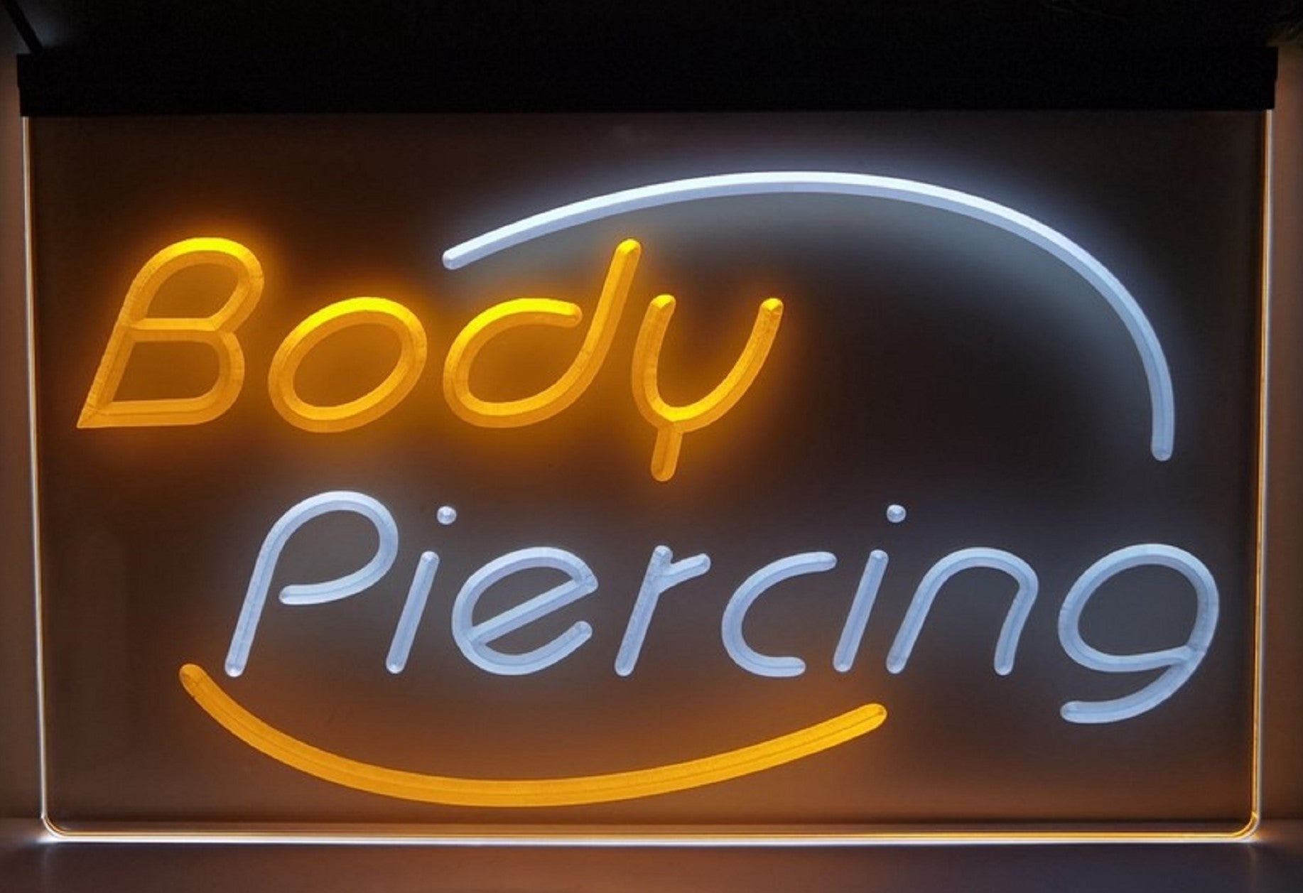 Body Piercing Led Neon Sign Dual Color Tattoo Shop Wall Or Desktop Decor