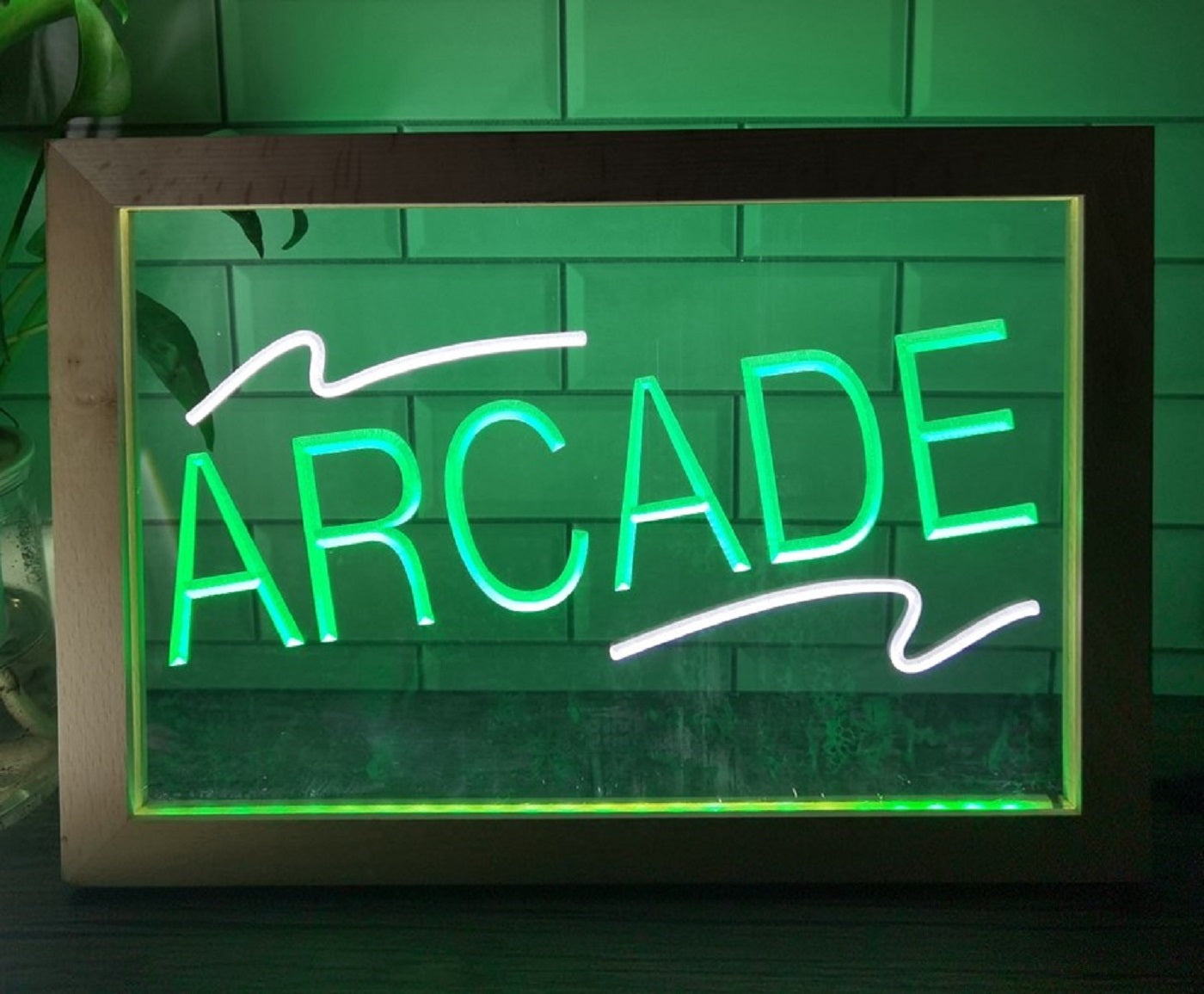 Arcade Led Neon Sign Framed Pinball Arcade Shop Decor Wall Or Desktop