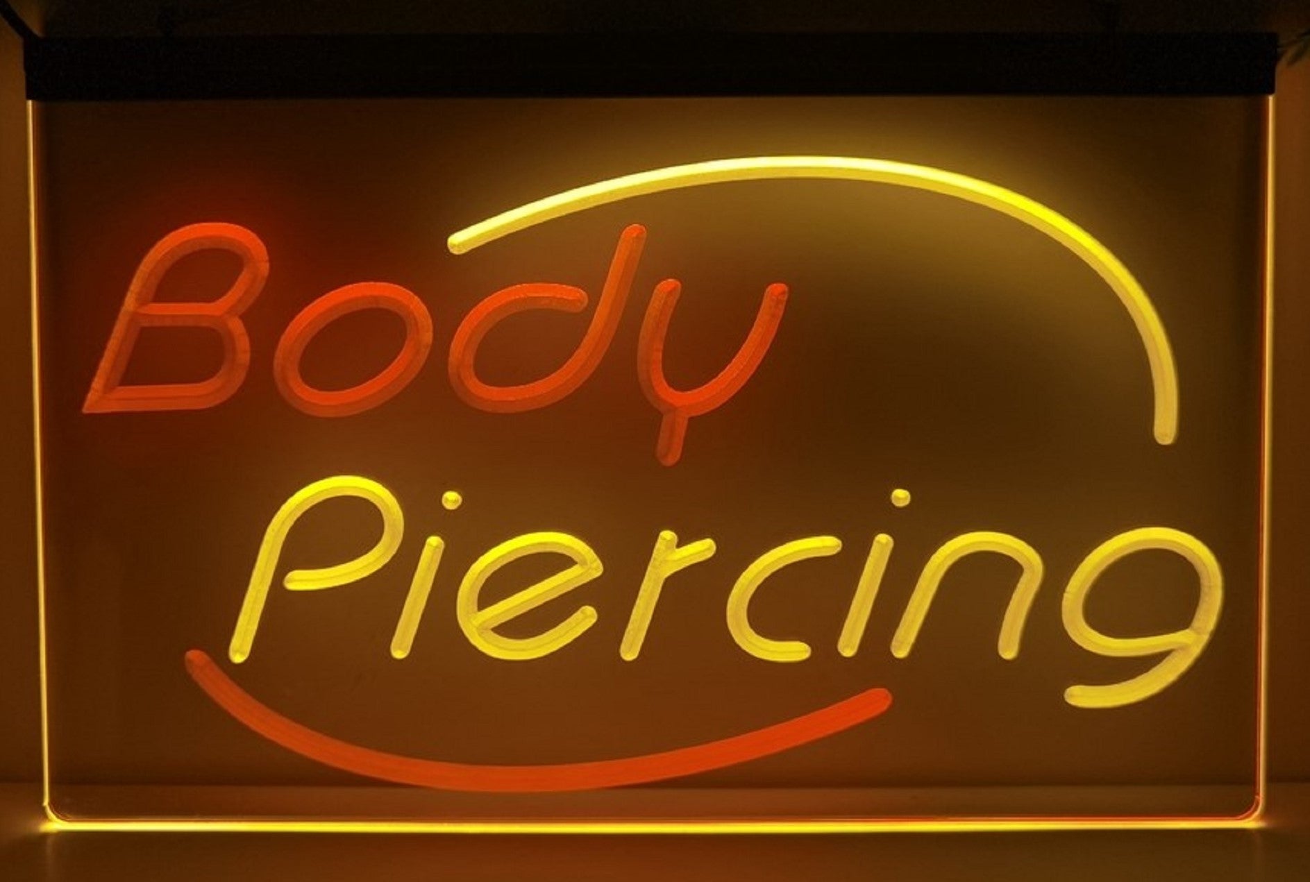 Body Piercing Led Neon Sign Dual Color Tattoo Shop Wall Or Desktop Decor