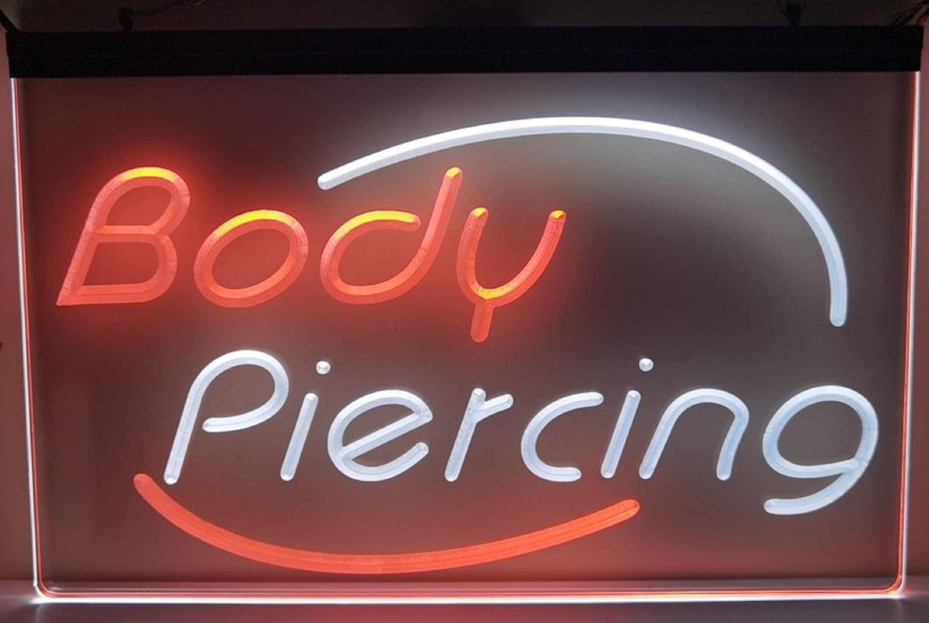 Body Piercing Led Neon Sign Dual Color Tattoo Shop Wall Or Desktop Decor