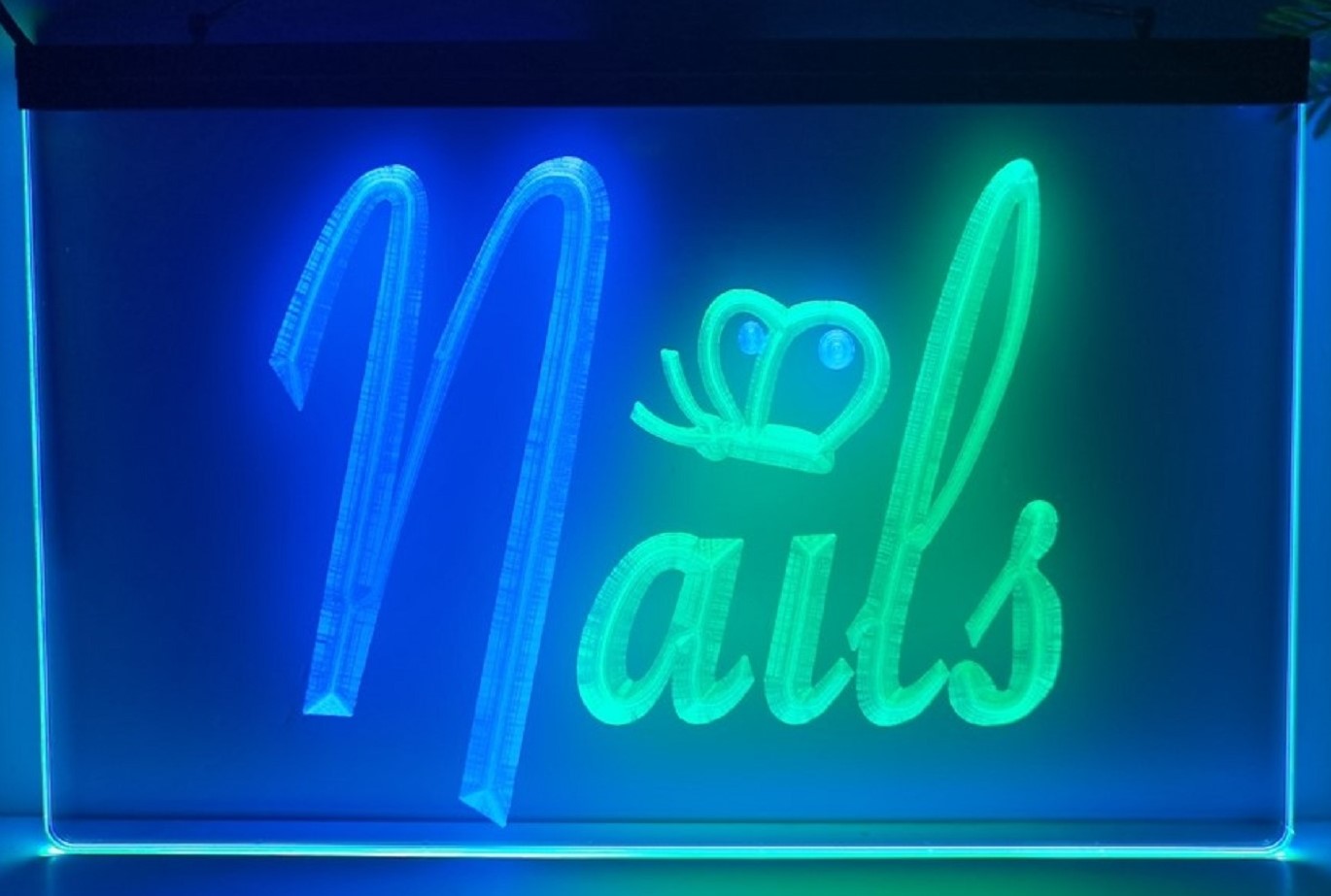 Nails Led Neon Sign Dual Color Beauty Nails Salon Wall Or Desktop Decor