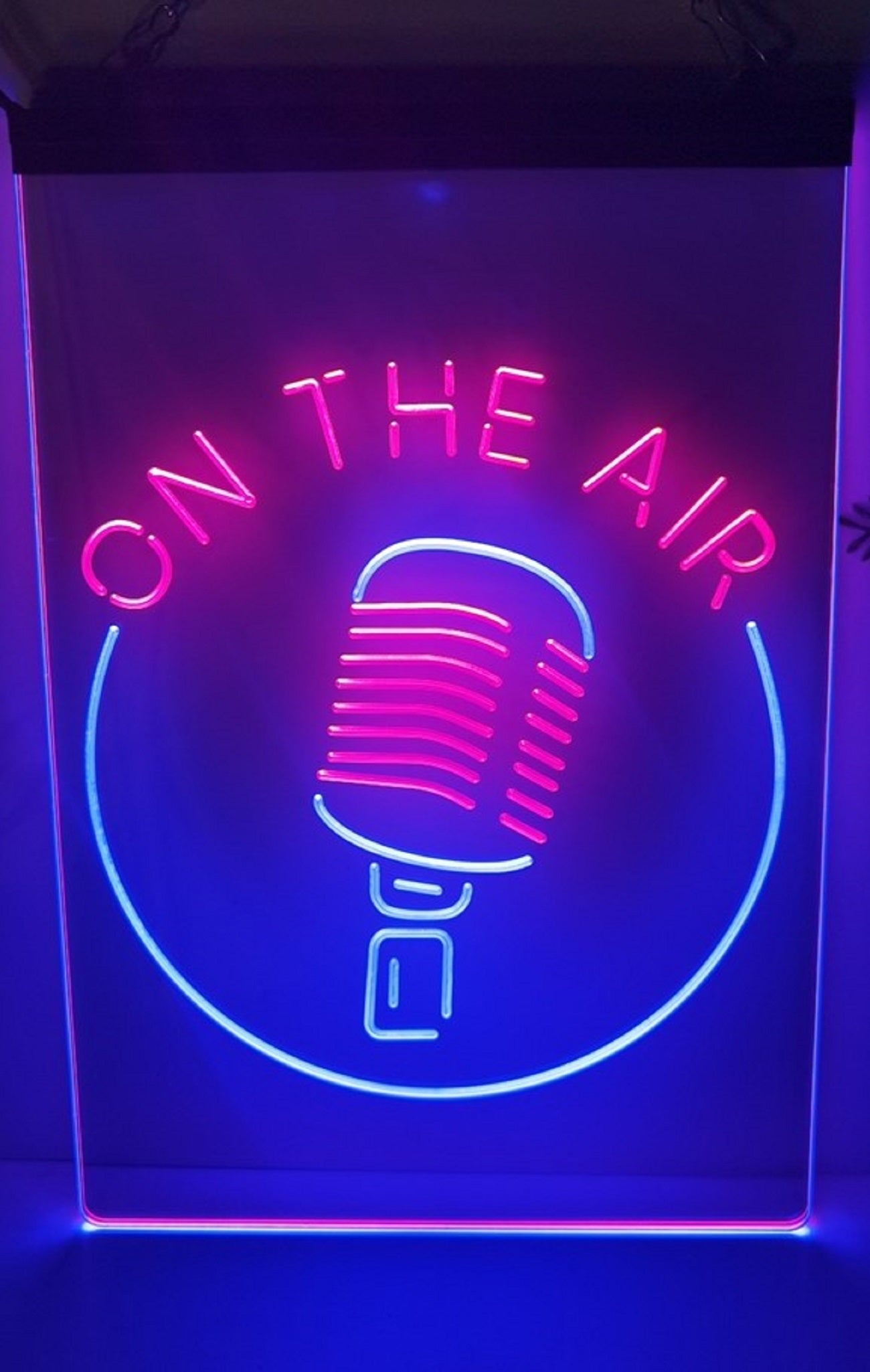 On The Air Mic Led Neon Sign Dual Color Home Studio Room Audio Radio Studio Decor