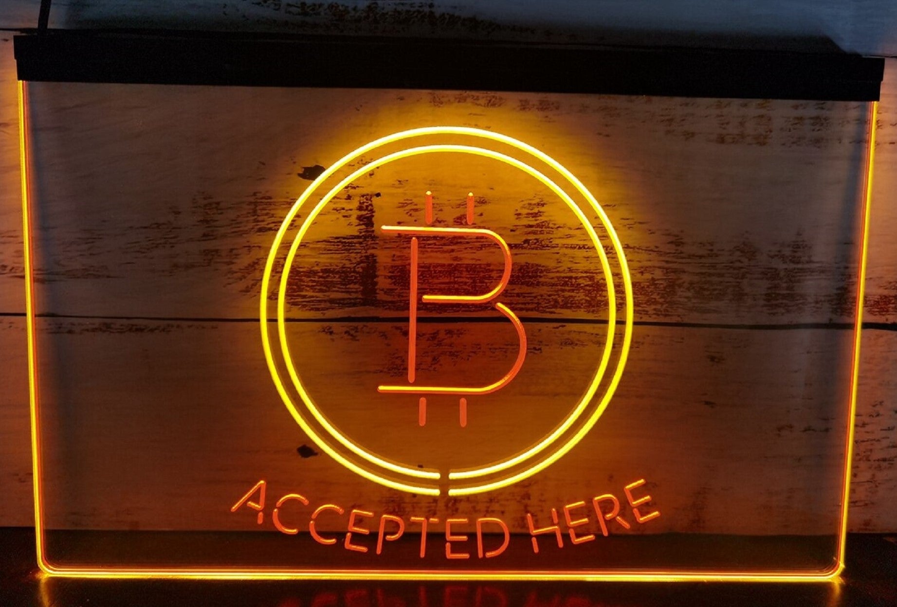 Bitcoin Accepted Here Led Neon Sign Dual Color Store Office Wall Hanging Desktop Decor
