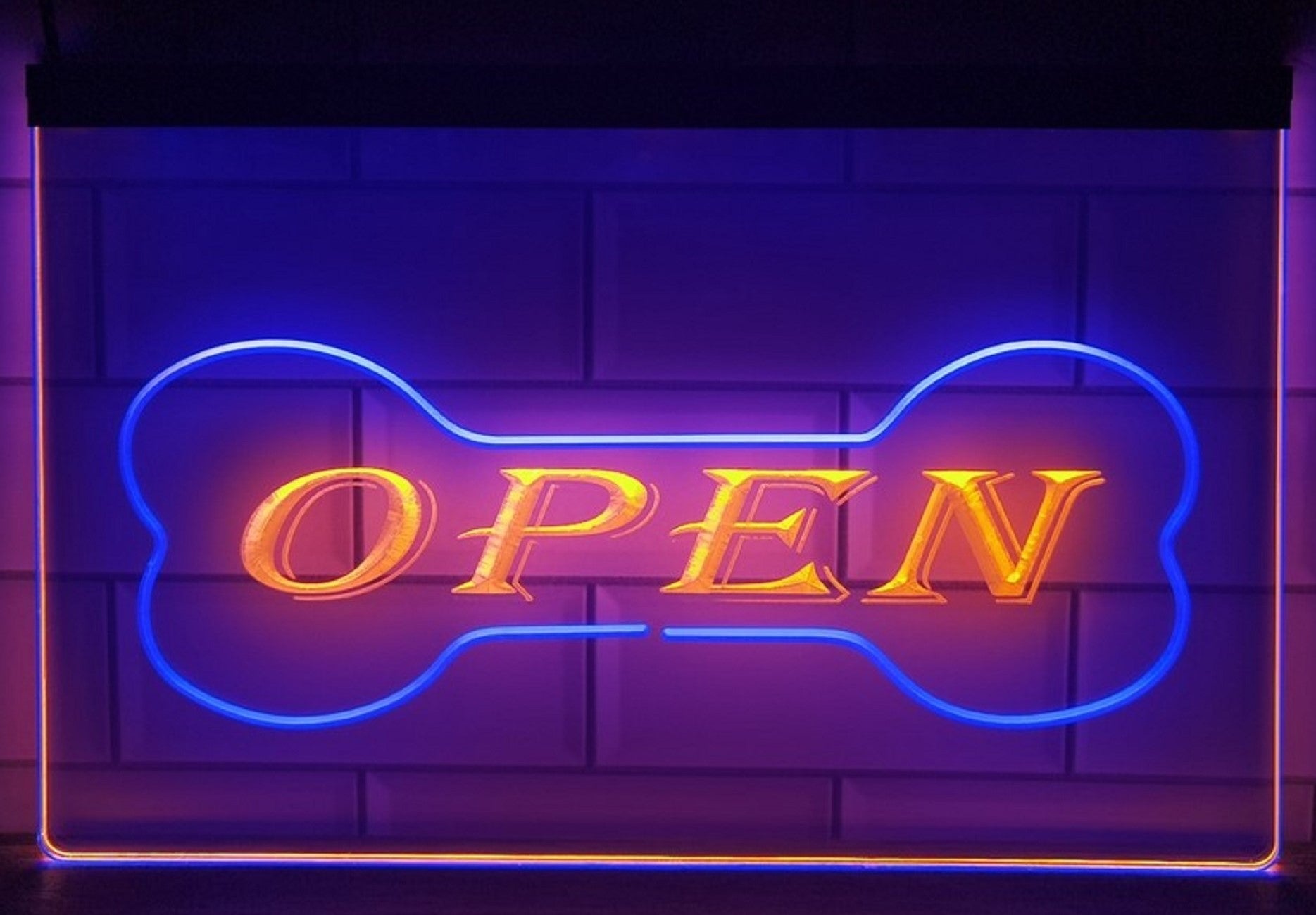 Pet Shop Open Led Neon Sign Dual Color Dog Grooming Pet Shop Decor